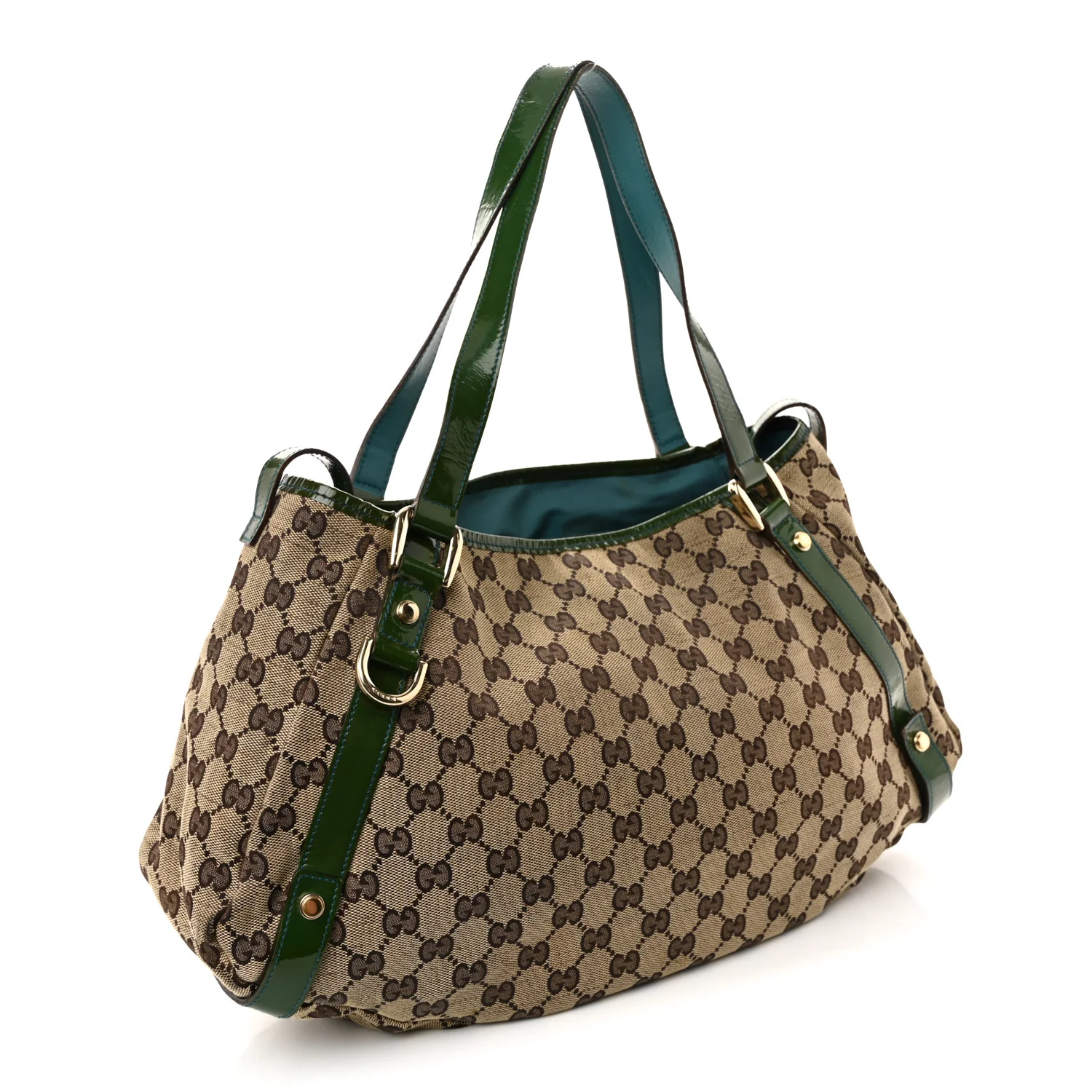 Monogram Patent Medium Abbey Shoulder Bag Blue - Top Club