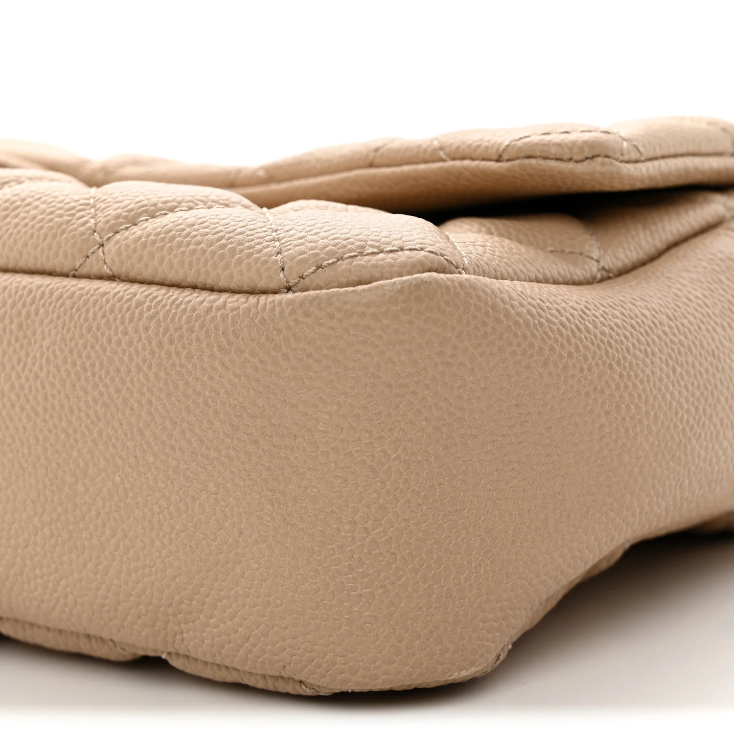 Caviar Quilted Jumbo Easy Flap Beige - Top Club