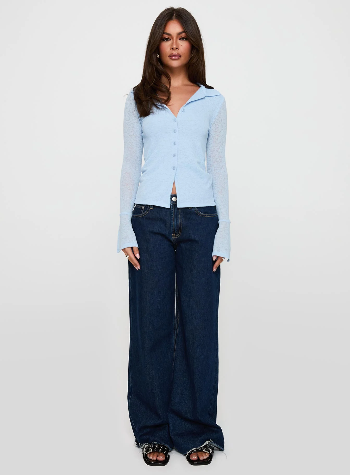 Finnean Long Sleeve Top Pale Blue