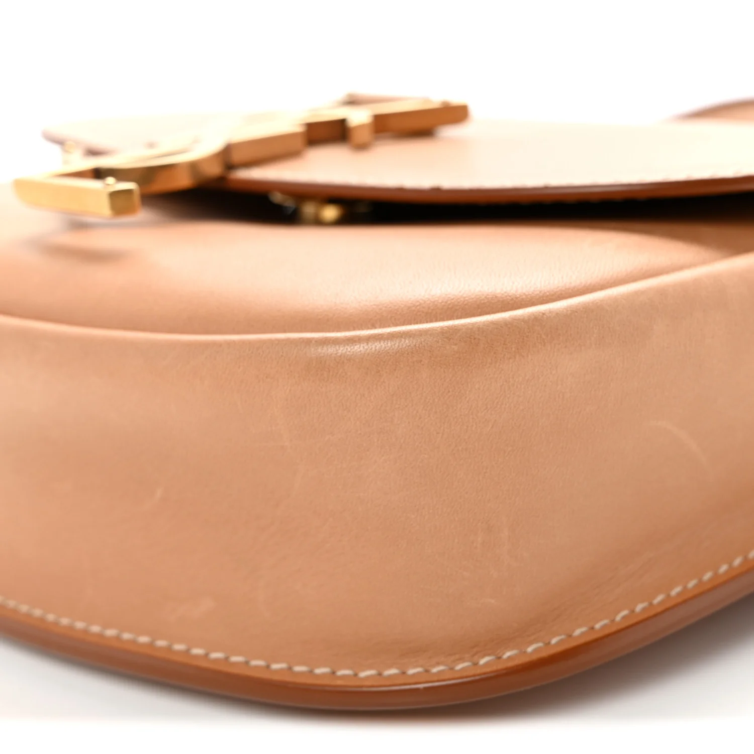 Smooth Vintage Calfskin Small Kaia Satchel Brown Gold - Top Club