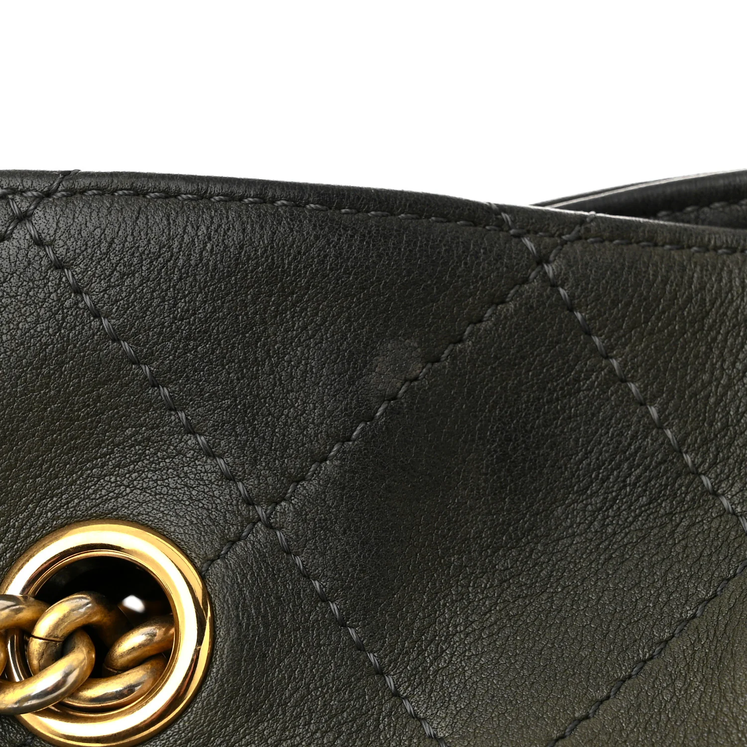 Calfskin Quilted Small On My Shoulder Drawstring Bag Dark Green - Top Club