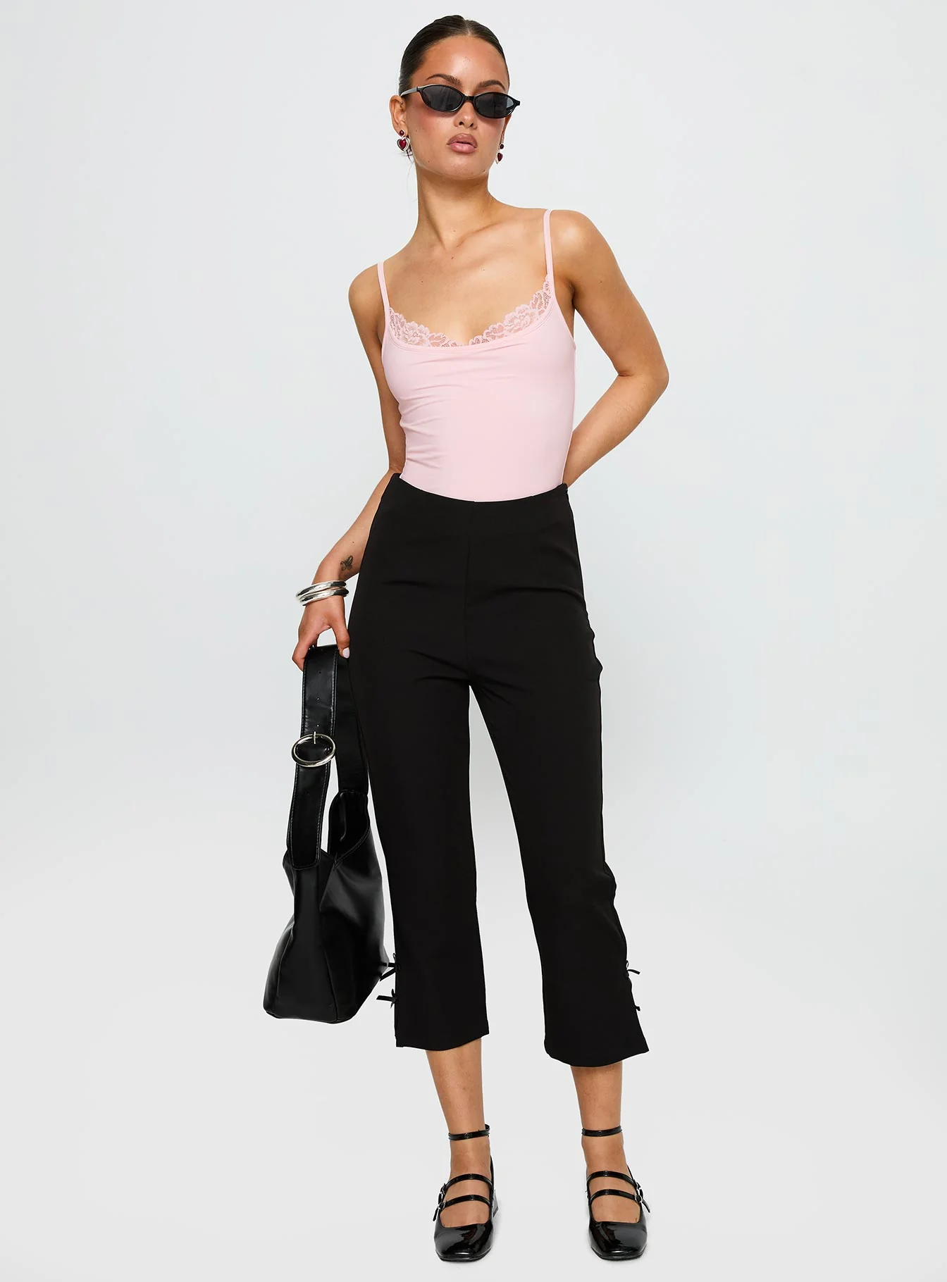 Aetherial Lace Detail Bodysuit Pink