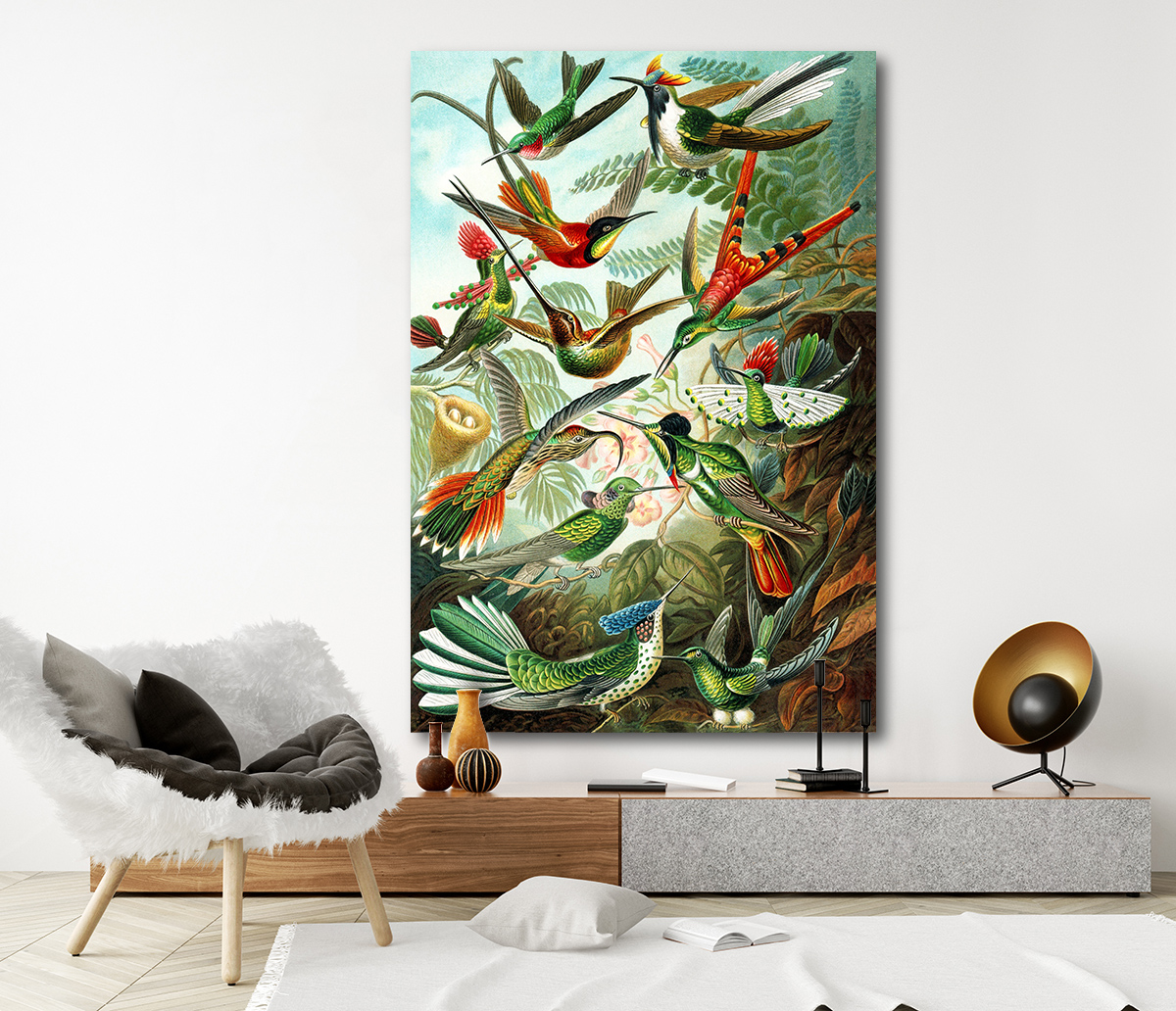 Schilderij alu-art - Kolibrie van Haeckel 60 x 90 cm