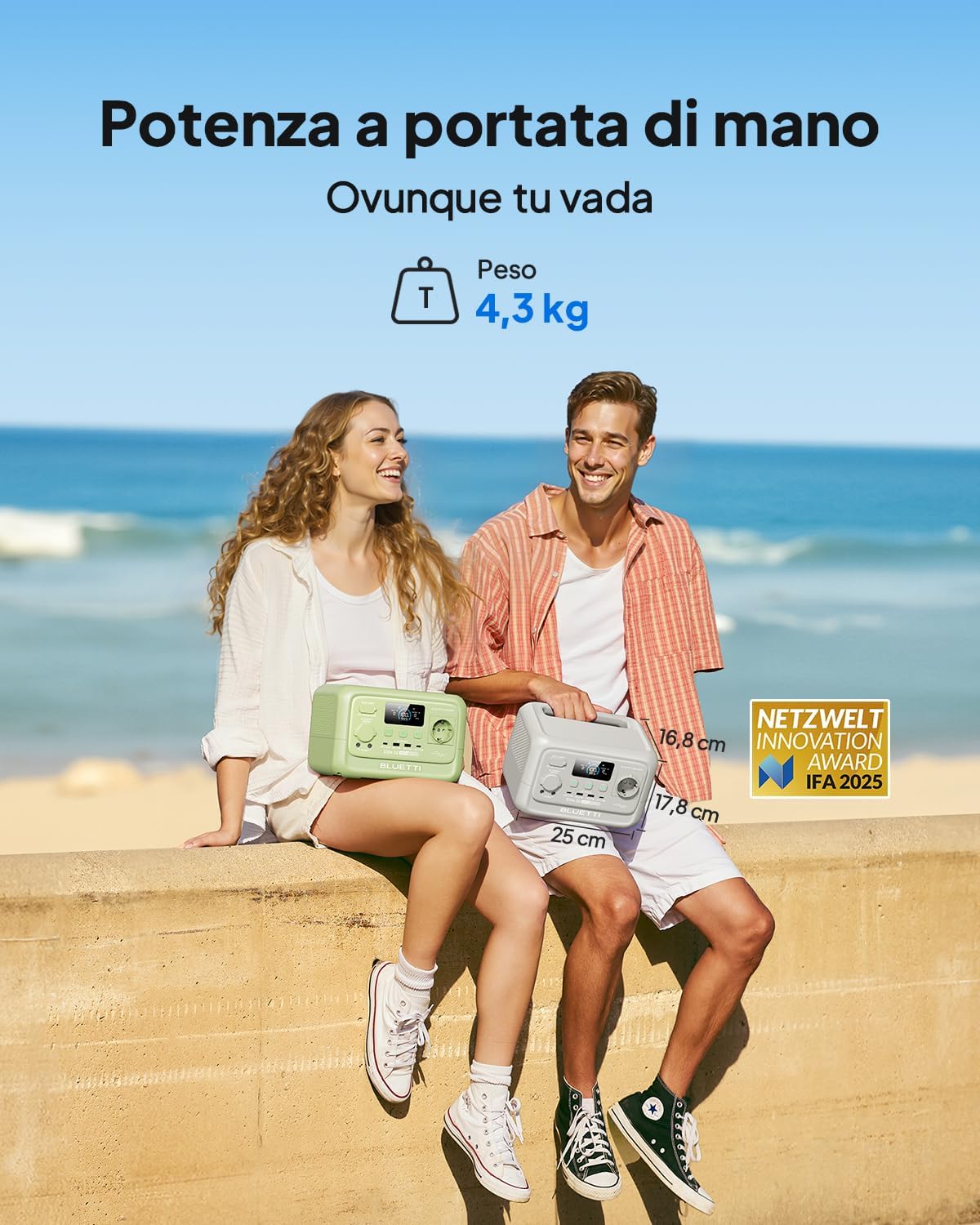 BLUETTI Elite 30 V2 Generatore Solare 288Wh, 600W (1500W Picco), Ricarica Rapida 70 min, LiFePO�? per Campeggio e Emergenze(Grigio Sabbia Chiaro)