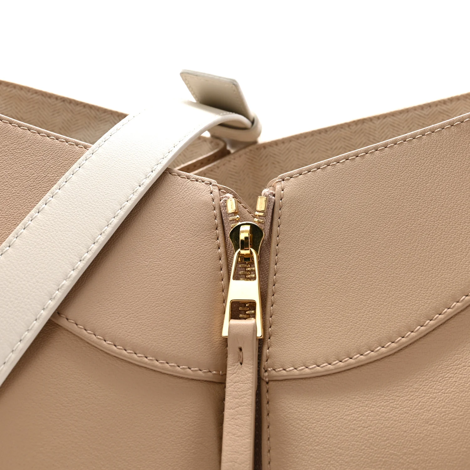 Calfskin Small Hammock Shoulder Bag Sand White - Top Club