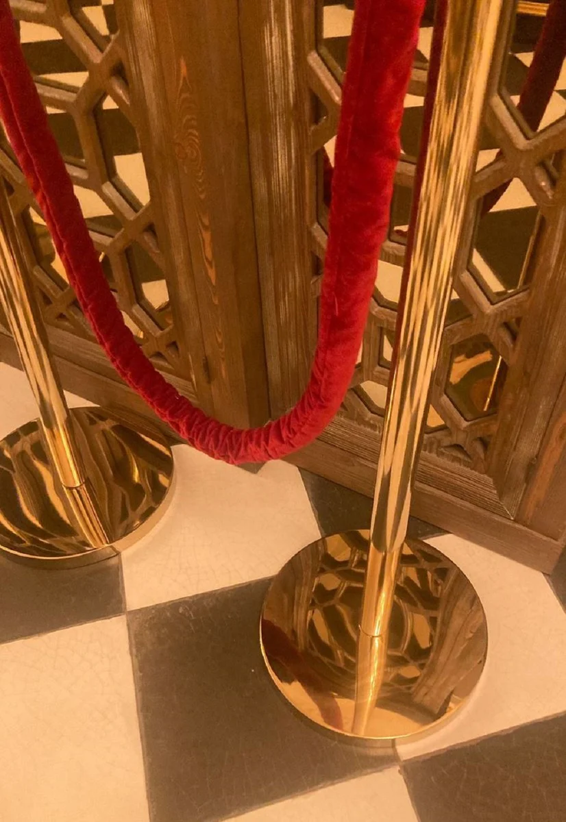 Luxury VIP barrier gold / burgundy Ø 32 x H. 106 cm - barrier stand with rope - hotel accessories - restaurant accessories - luxury collection