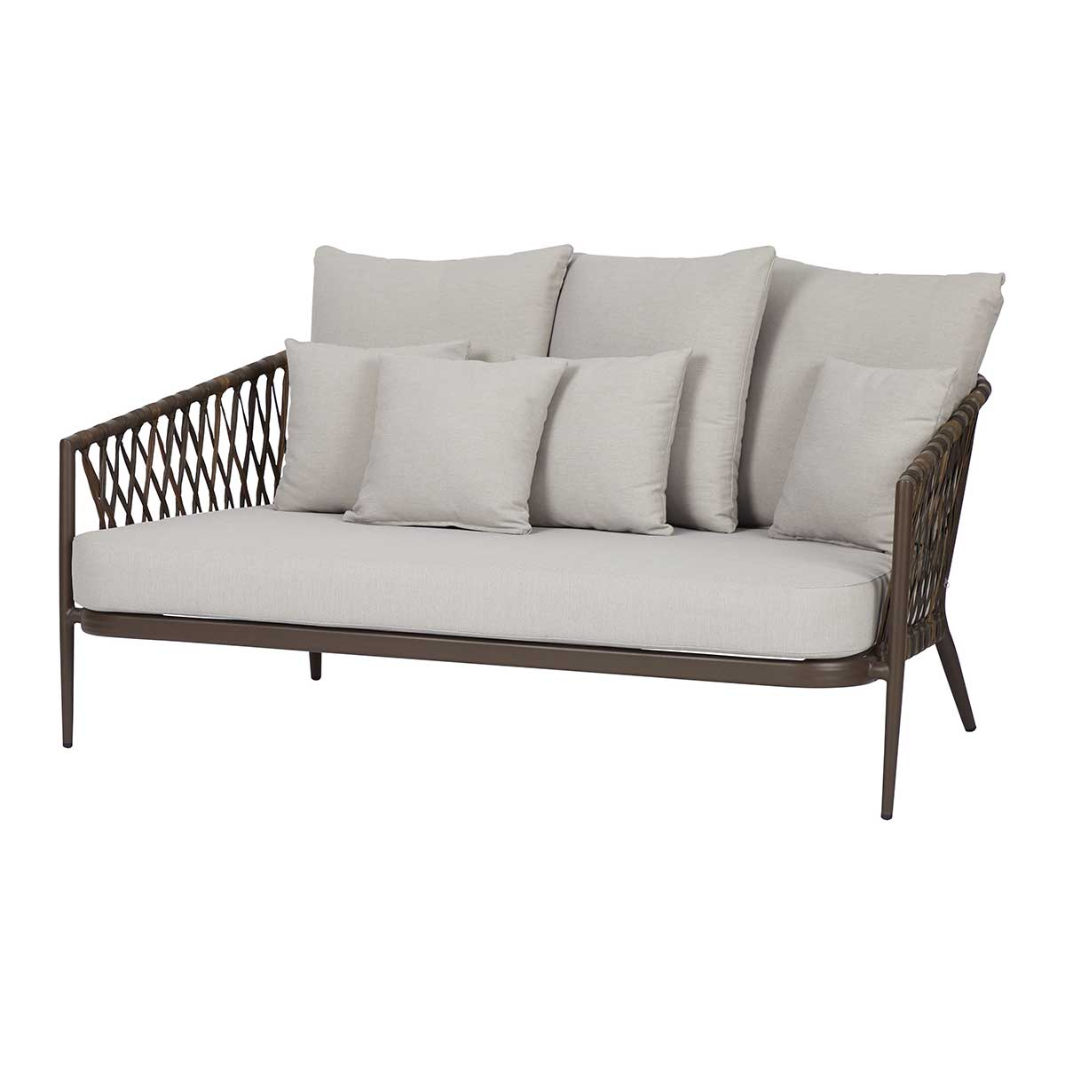Rotan tuinbank Jasmin met zitkussens Zand
