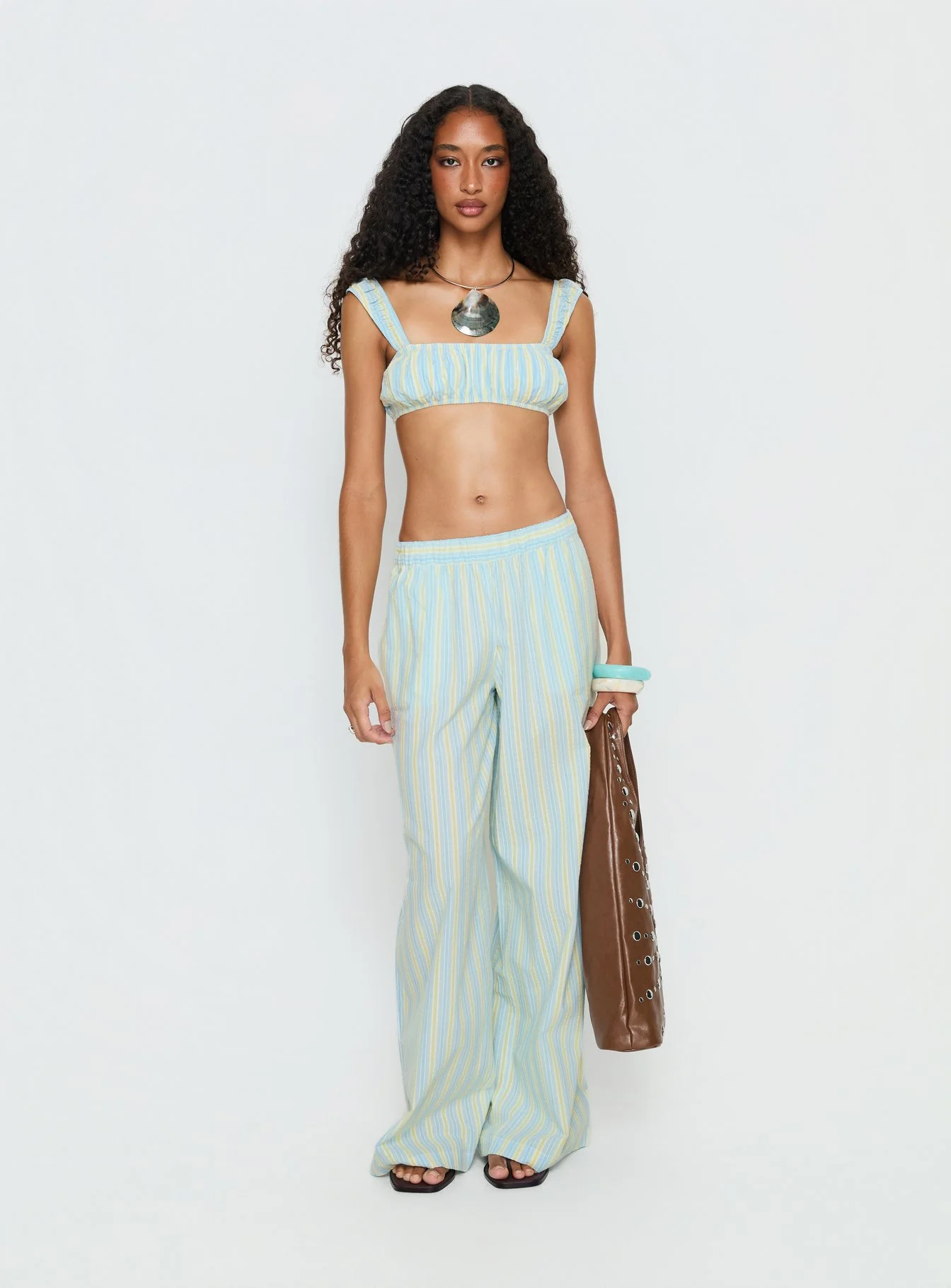 Talyssa Elasticated Waist Pants Blue Stripe