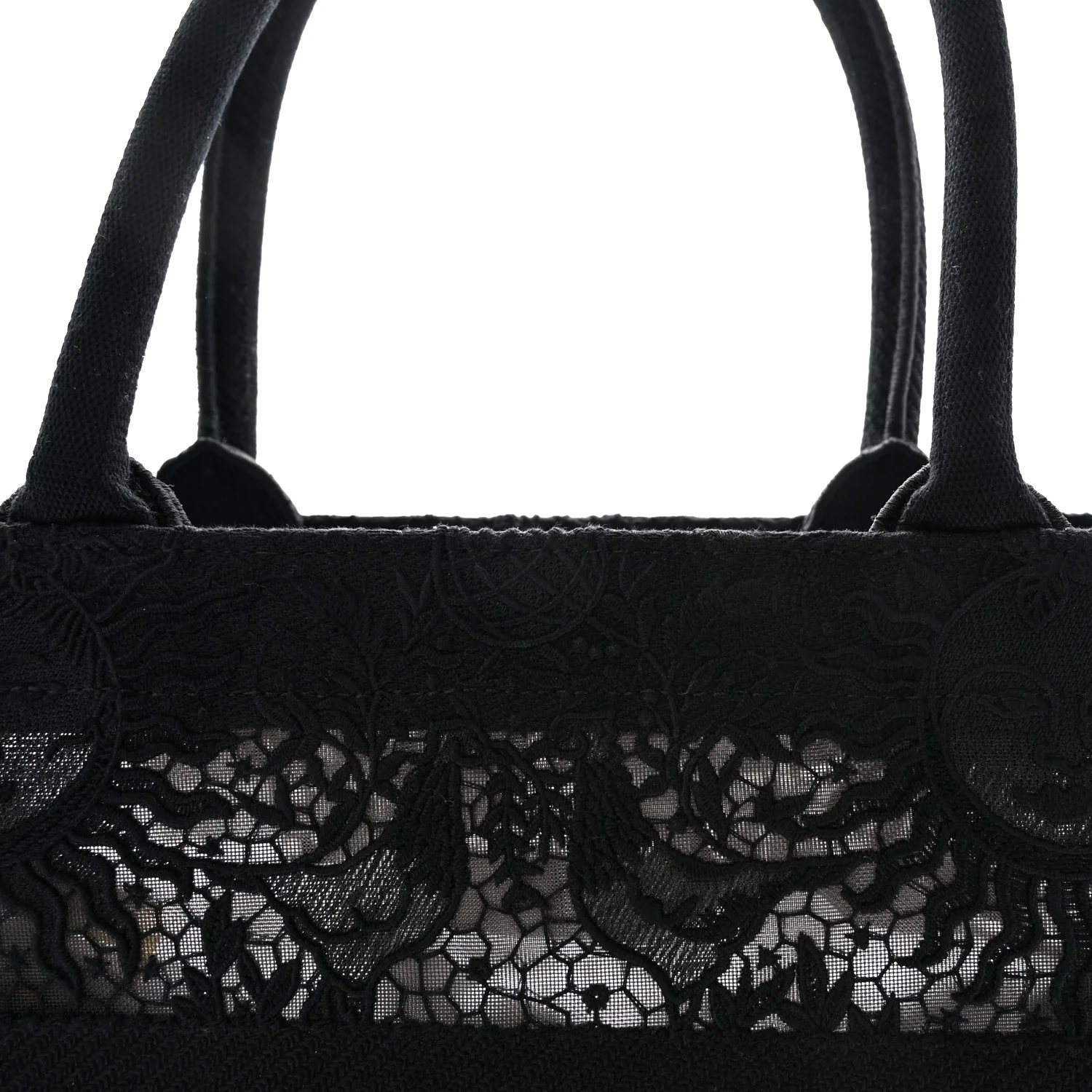 Embroidered 3D Macrame D-Lace Sun Medium Book Tote Black - Top Club