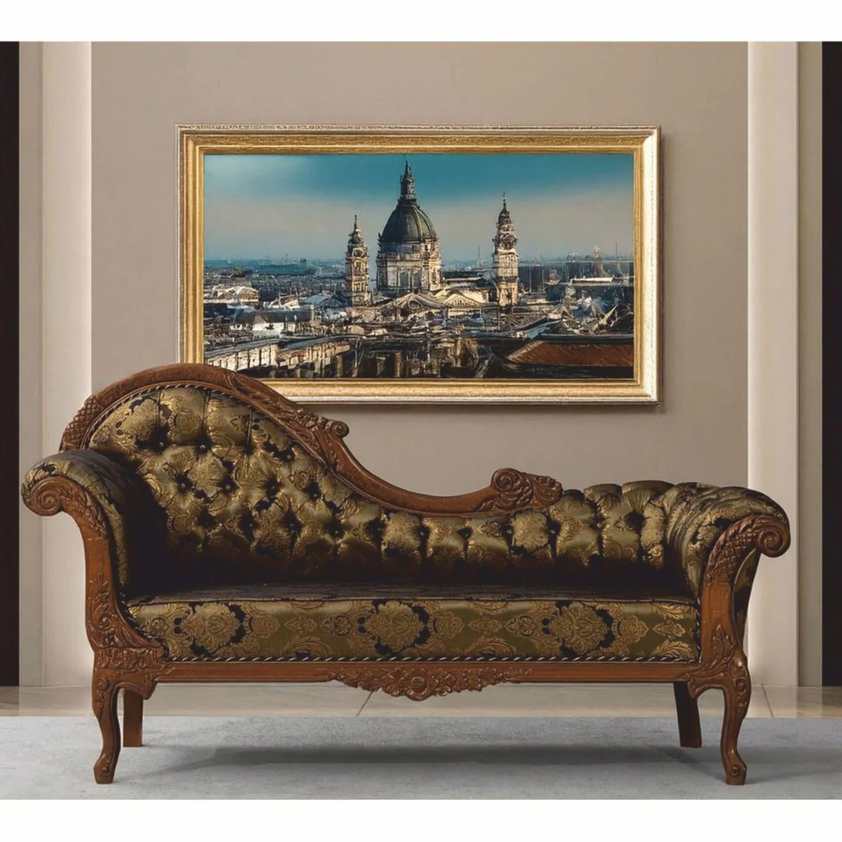 Luxury Baroque Sofa Left Side Gold / Black / Brown 210 cm - Baroque Furniture
