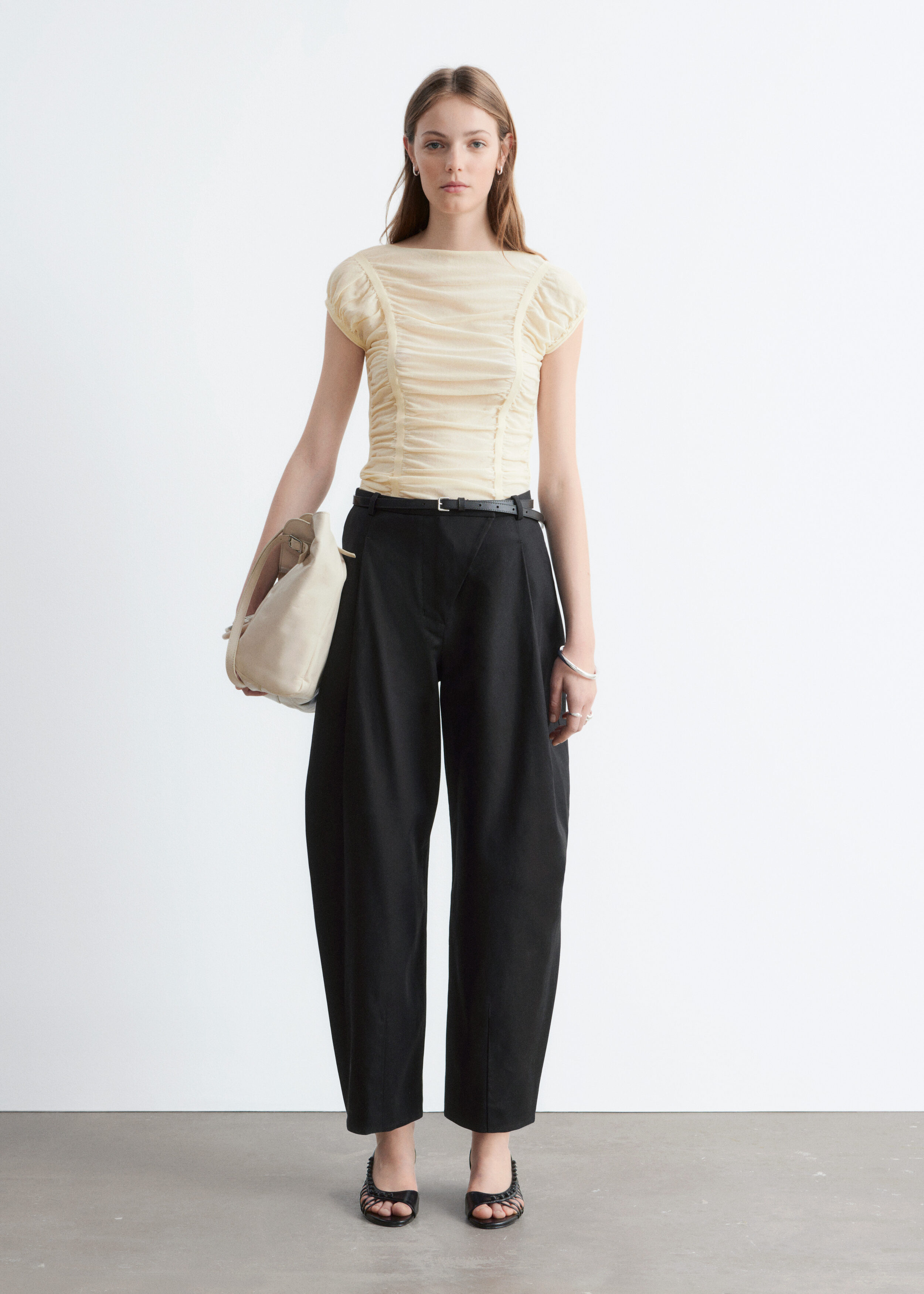 & Other Stories RUCHED CAP-SLEEVE TOP