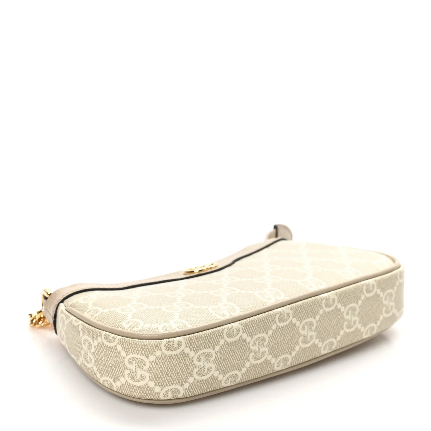 GG Supreme Monogram Textured Dollar Calfskin Web Mini Ophidia GG Handbag Beige Mystic White Oatmeal - Top Club