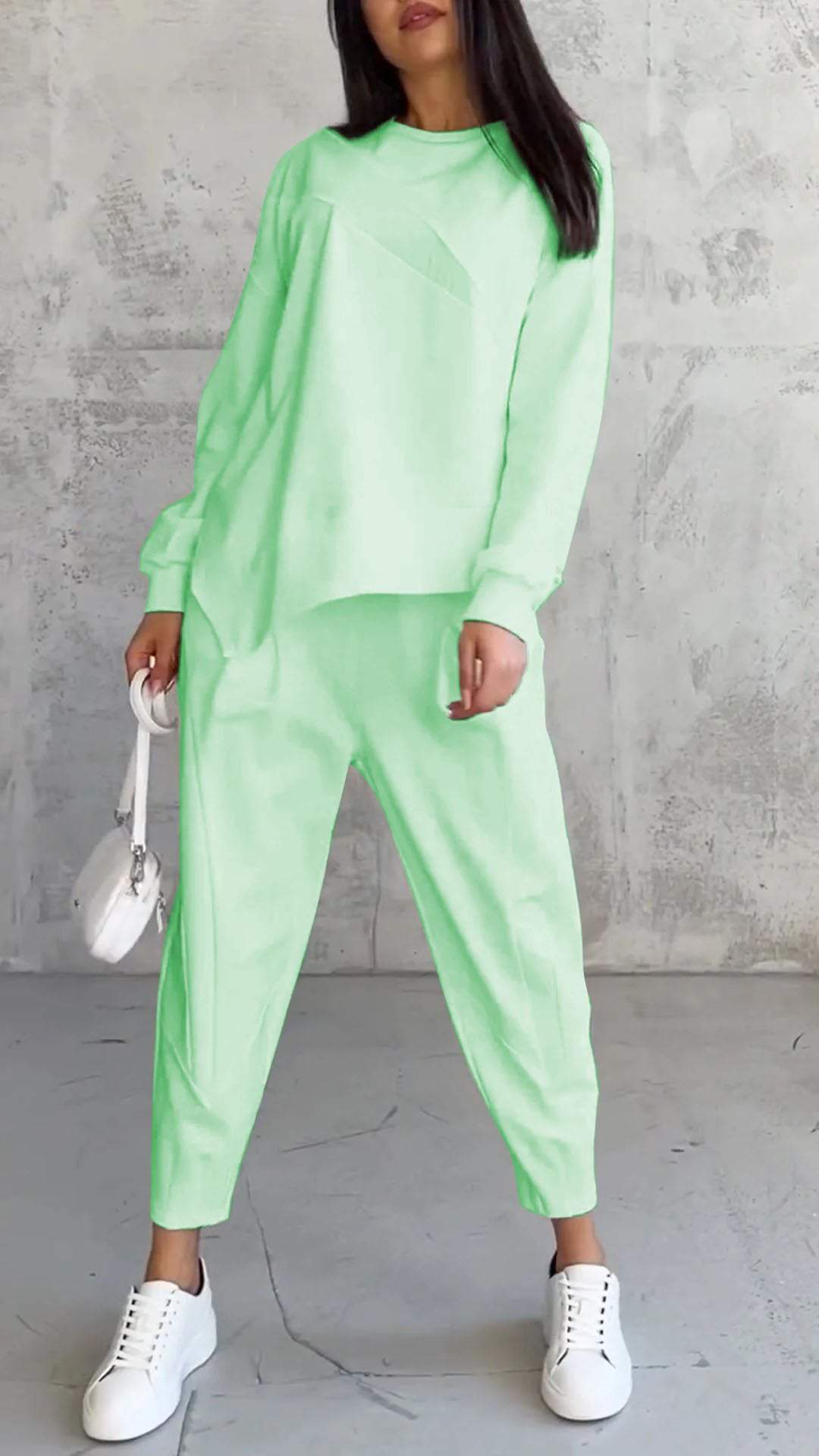 Women's Loose Crew Neck Long Sleeve Sweatshirt and Harem Pants Set - Nordfashionstorm - Women's Clothing, Fashion for You - Nordfashionstorm.com