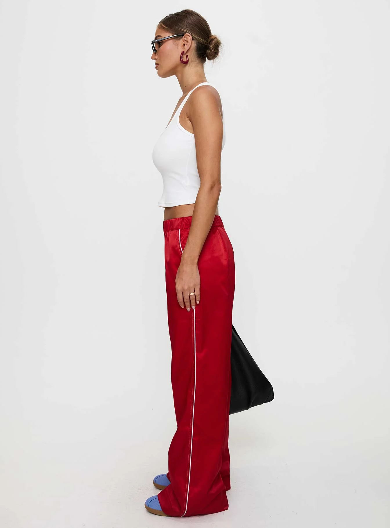 Travalta Satin Track Pant Red