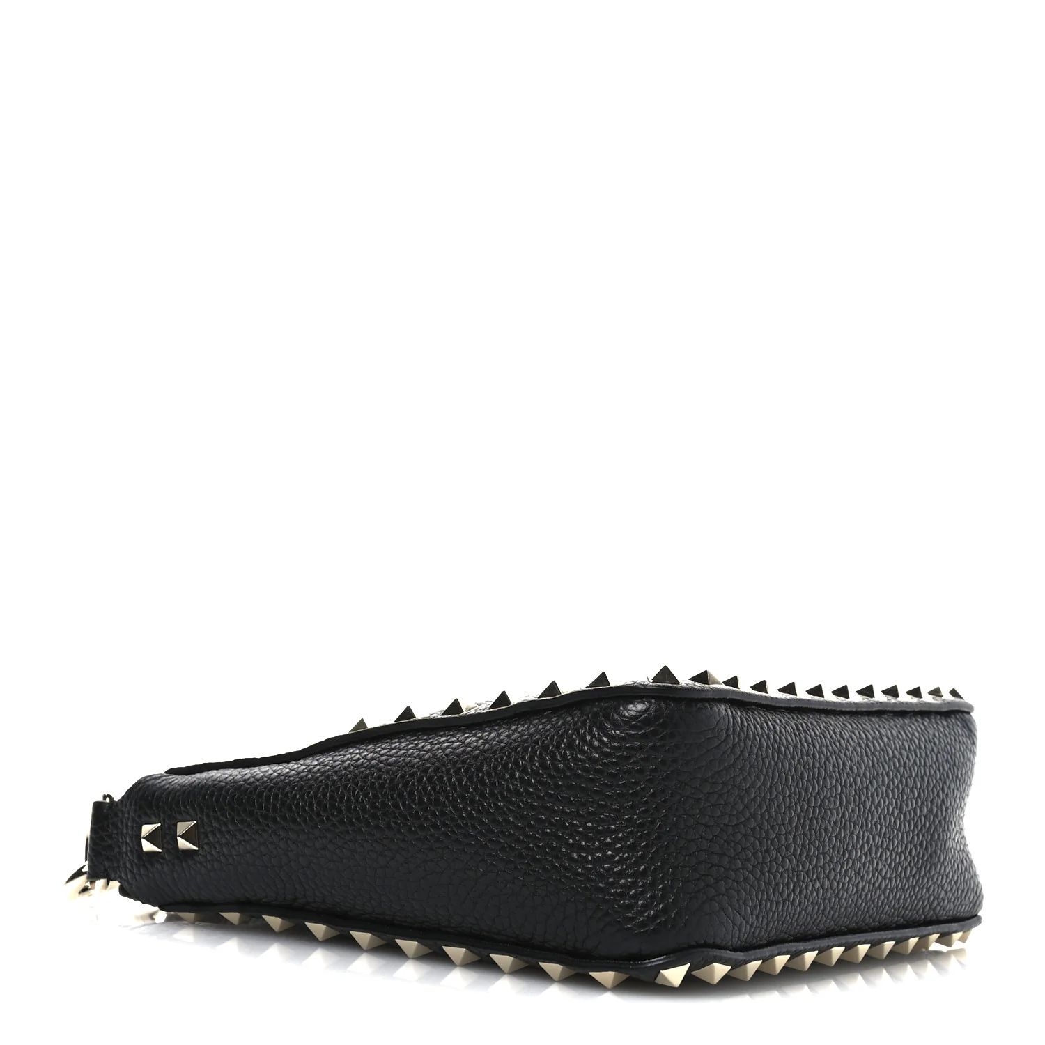 Pebbled Calfskin Mini Rockstud Flip-Lock Messenger Bag Black - Top Club