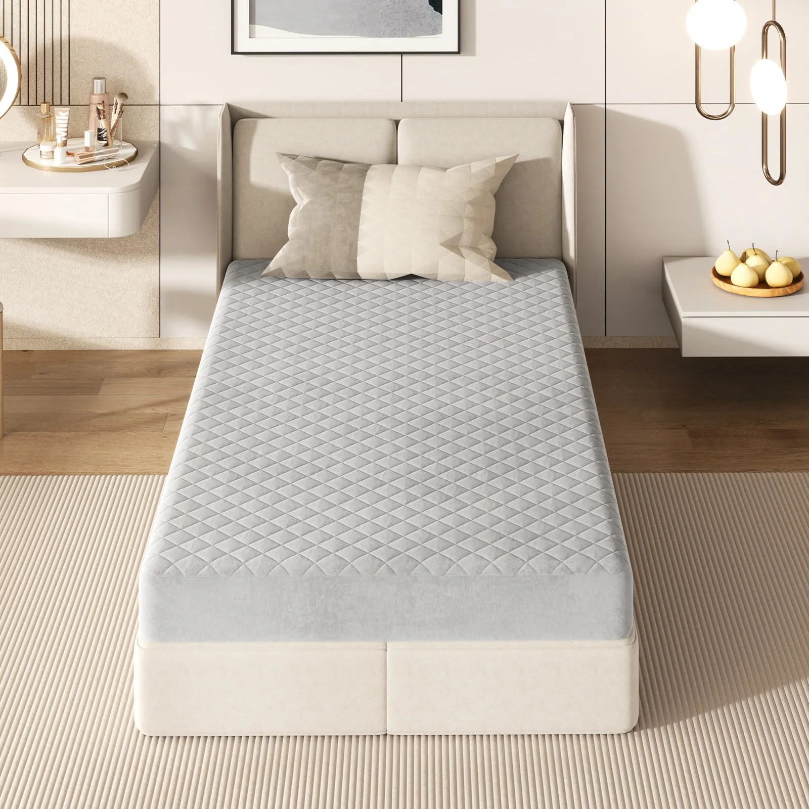 BEFOUNDLOVELY Mattress Topper Cover, Soft Velvet Mattress Protector with Deep Pockets, Elastic Sides & Anti-Slip Bottom