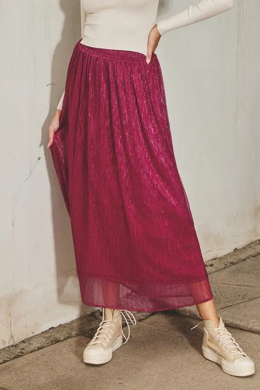 Win My Heart Sparkle Pleated Maxi Skirt - ALJEGJ
