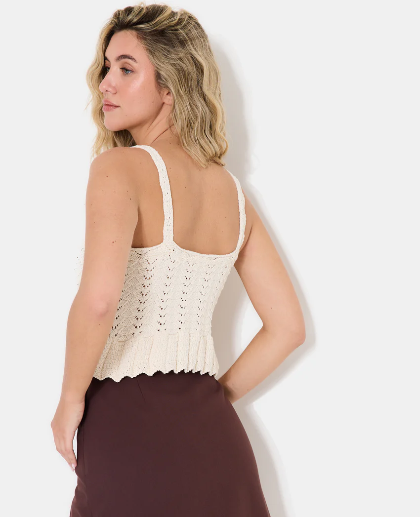 Pimkie Top court en maille ajourée effet crochet avec laçage