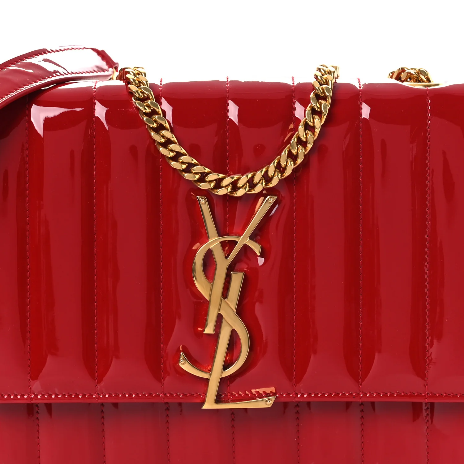 Patent Calfskin Matelasse Vicky Chain Wallet Rouge Eros - Top Club