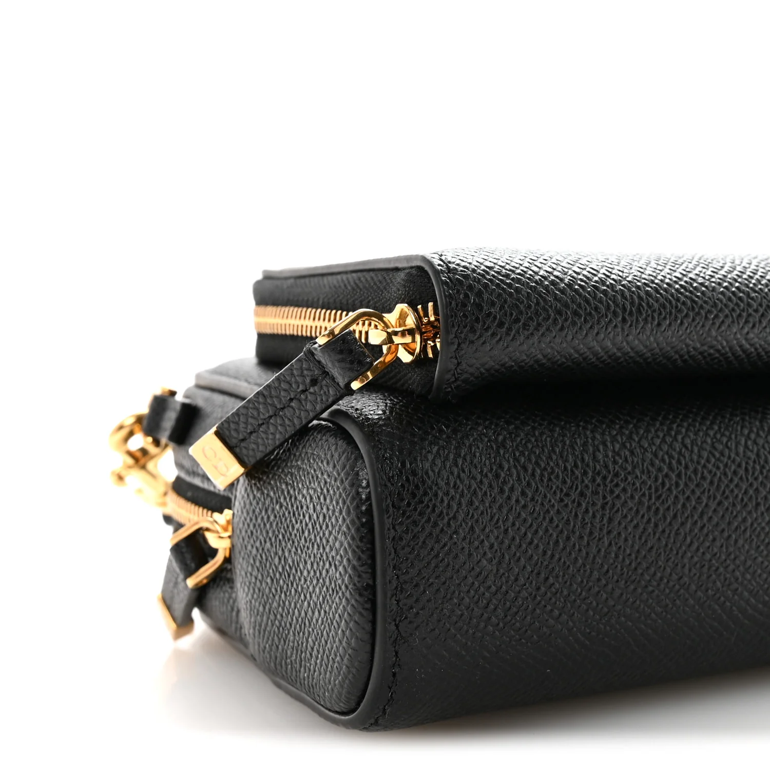 Grained Calfskin Caro Double Pouch Black - Top Club