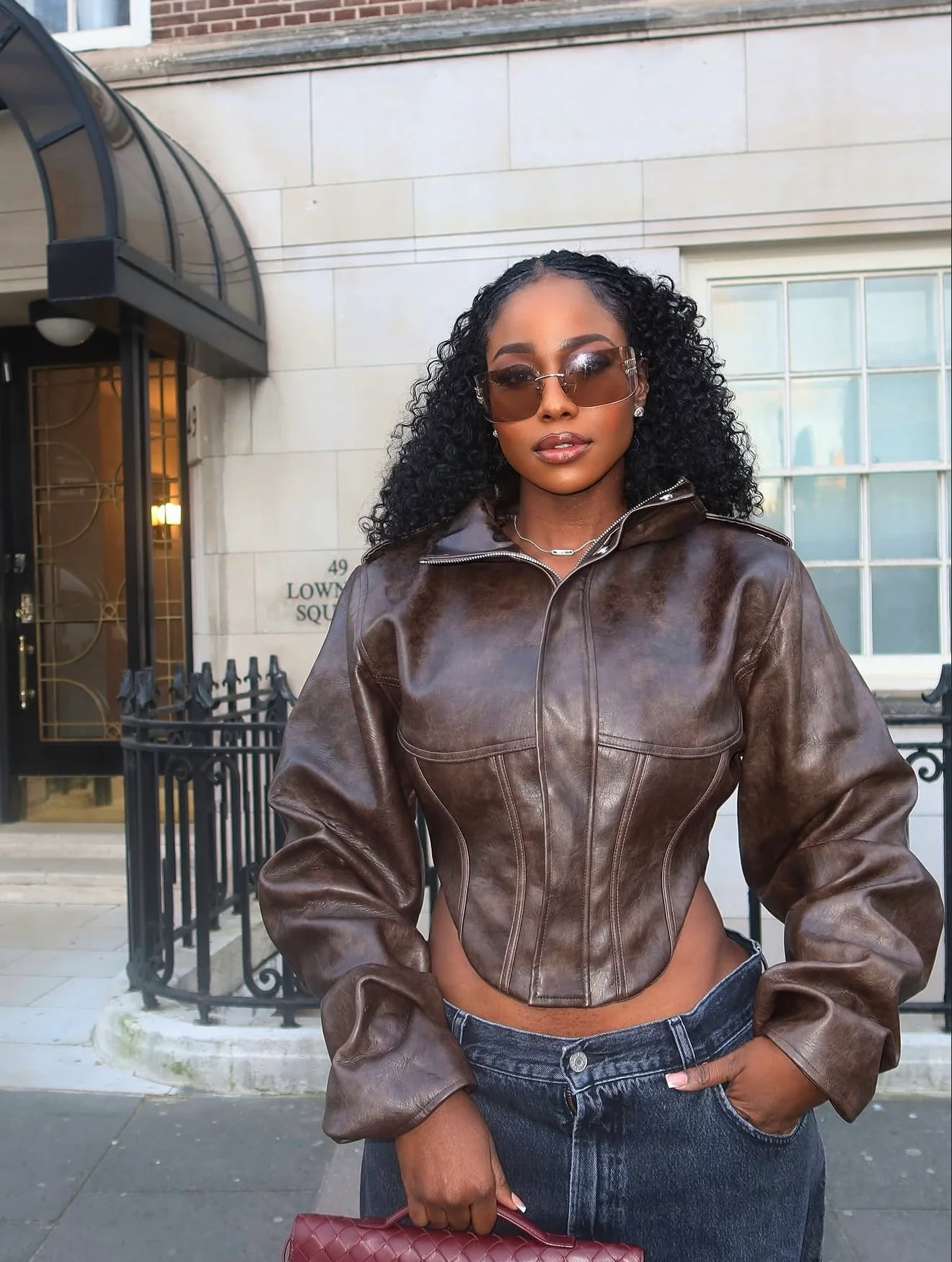 Cropped faux leather jacket - XYPARS