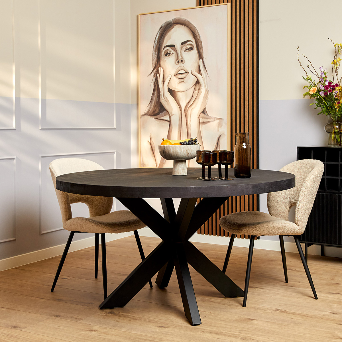 Tafel Maas Rond Zwart Maat 150