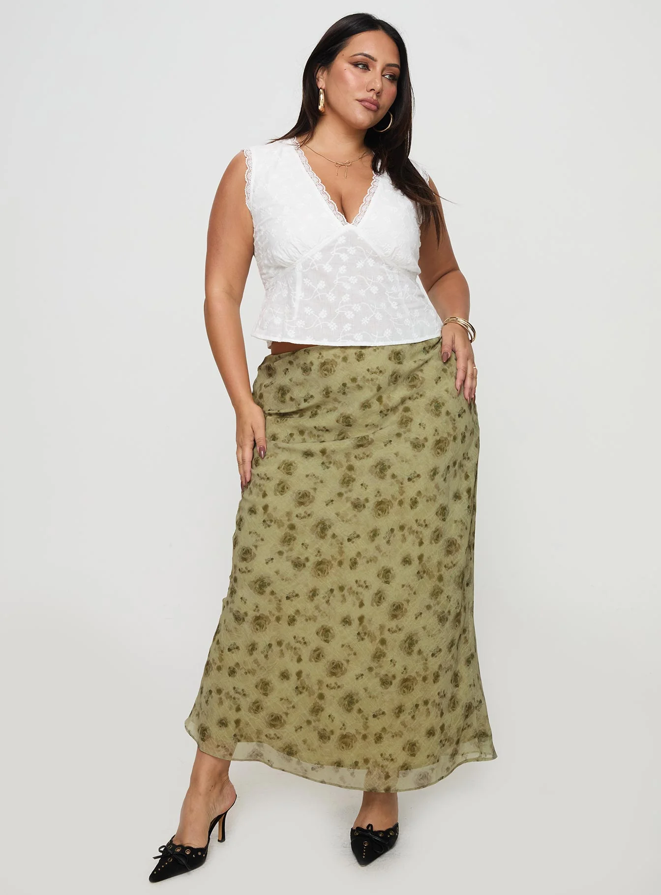 Piazia Maxi Skirt Green Curve