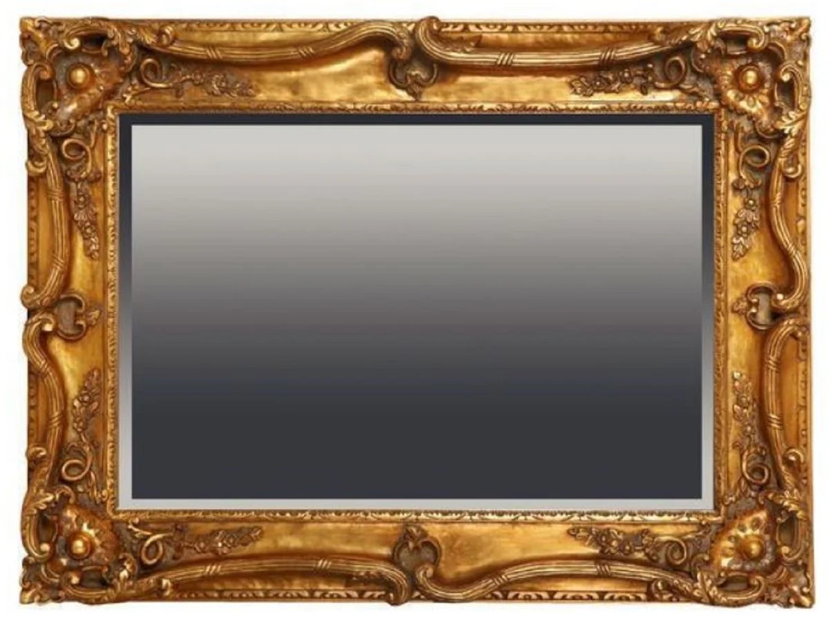 Baroque mirror antique gold 118 x H. 88 cm - Rectangular wall mirror in baroque style - Magnificent antique style wardrobe mirror - Baroque interior - Handmade baroque furniture