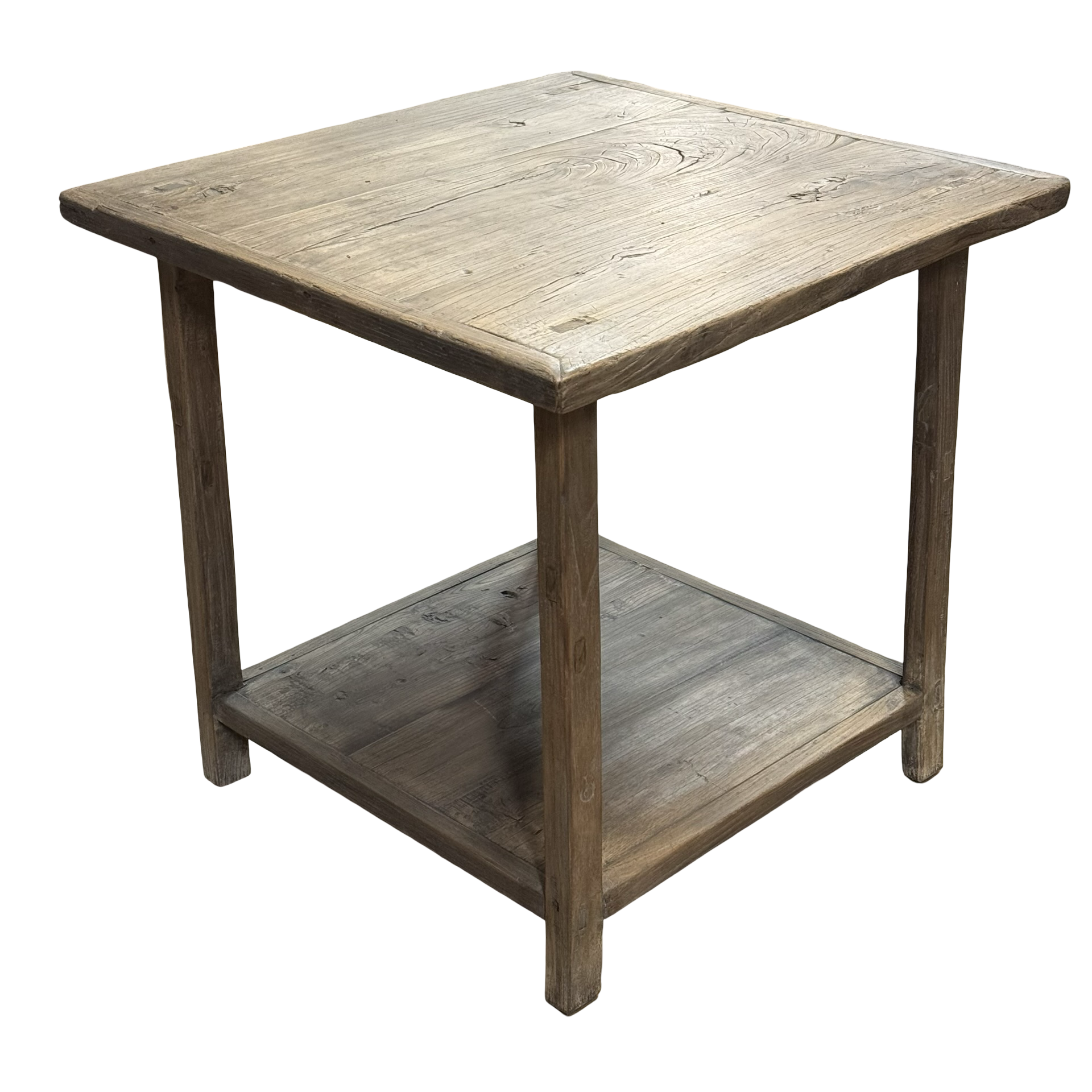 Bijzettafel vierkant met onder plank naturel