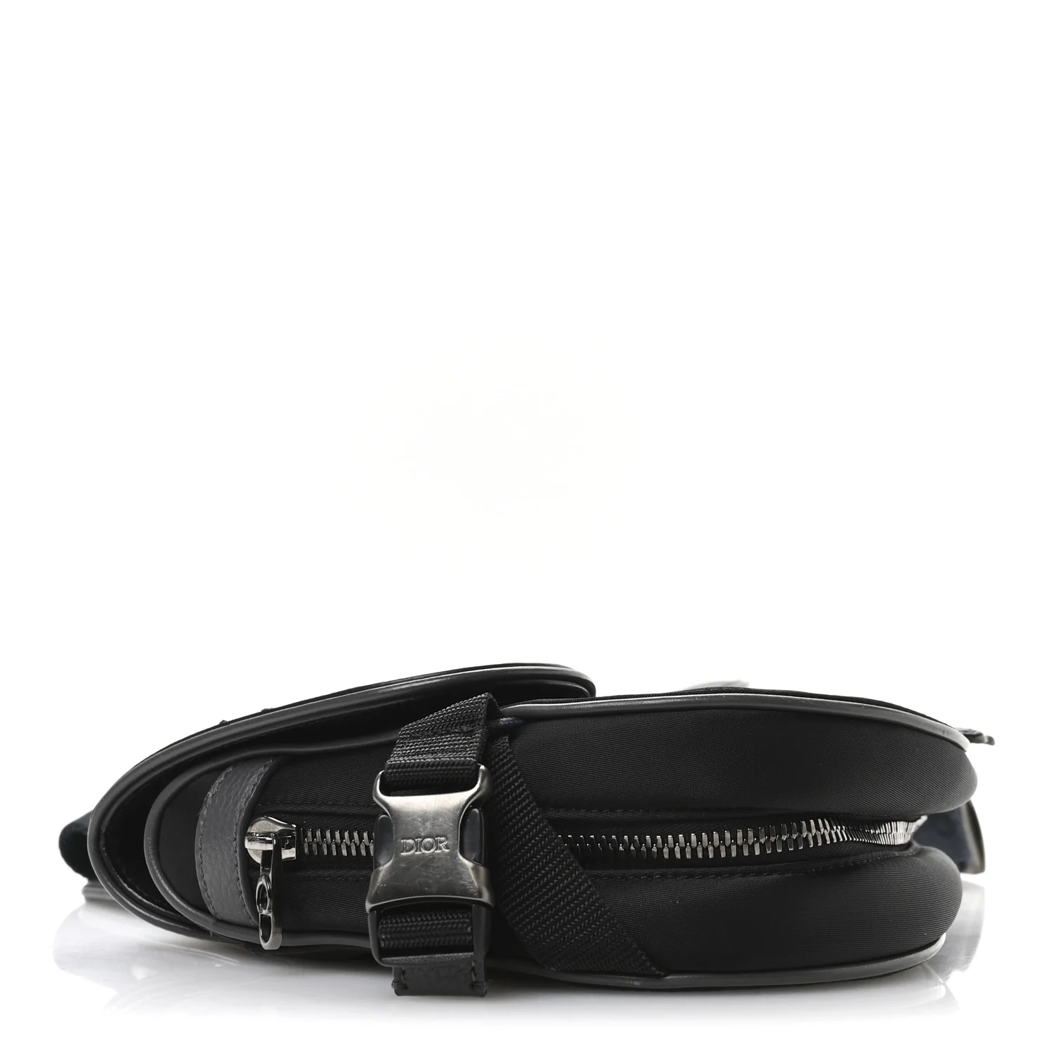Nylon Grained Calfskin Saddle Bag Black Multicolor - Top Club