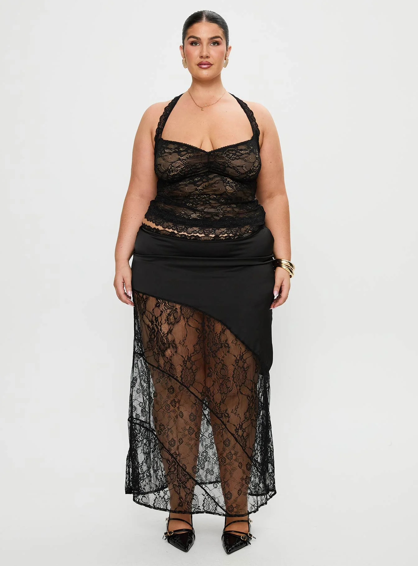 Castelli Lace Maxi Skirt Black Curve