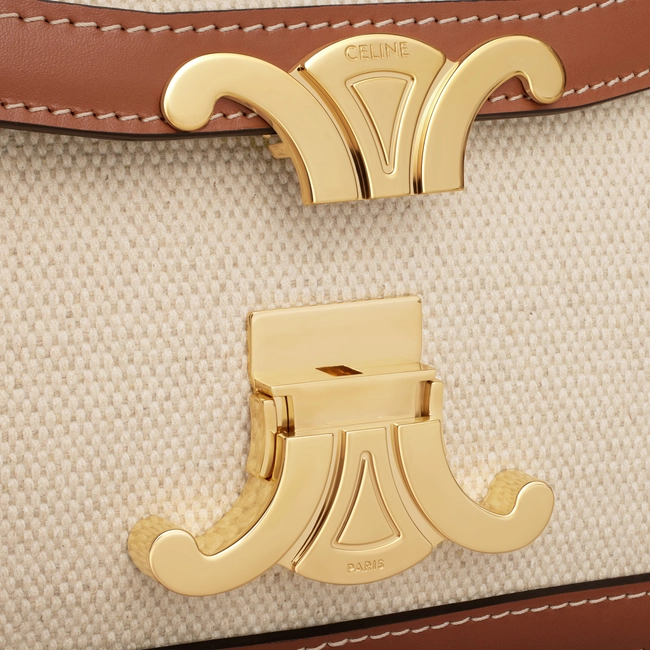 TEEN TRIOMPHE BAG IN TEXTILE AND CALFSKIN NATURAL / TAN - Top Club