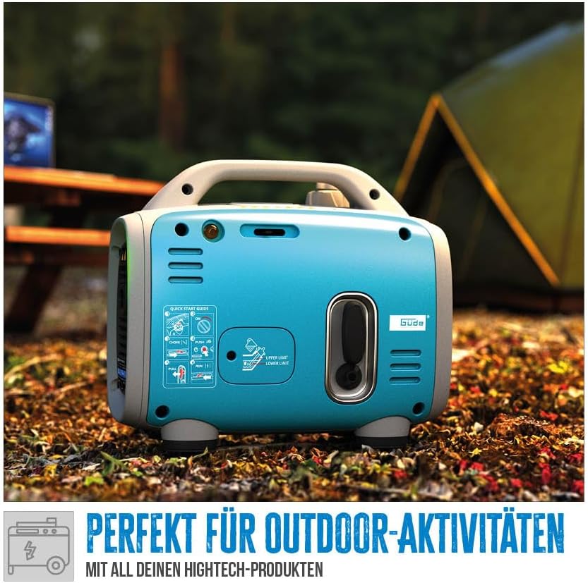 Güde Inverter ISG 800-1 (motore a 4 tempi, benzina, 0,9/1,2 (kW/PS), 1 x 230 V, 1 x 12 V, 2 x USB, max. 800 W, autonomia 6,3 h, serbatoio 2,1 l, protezione da sovraccarico, pulsante riavvio, peso 10,1