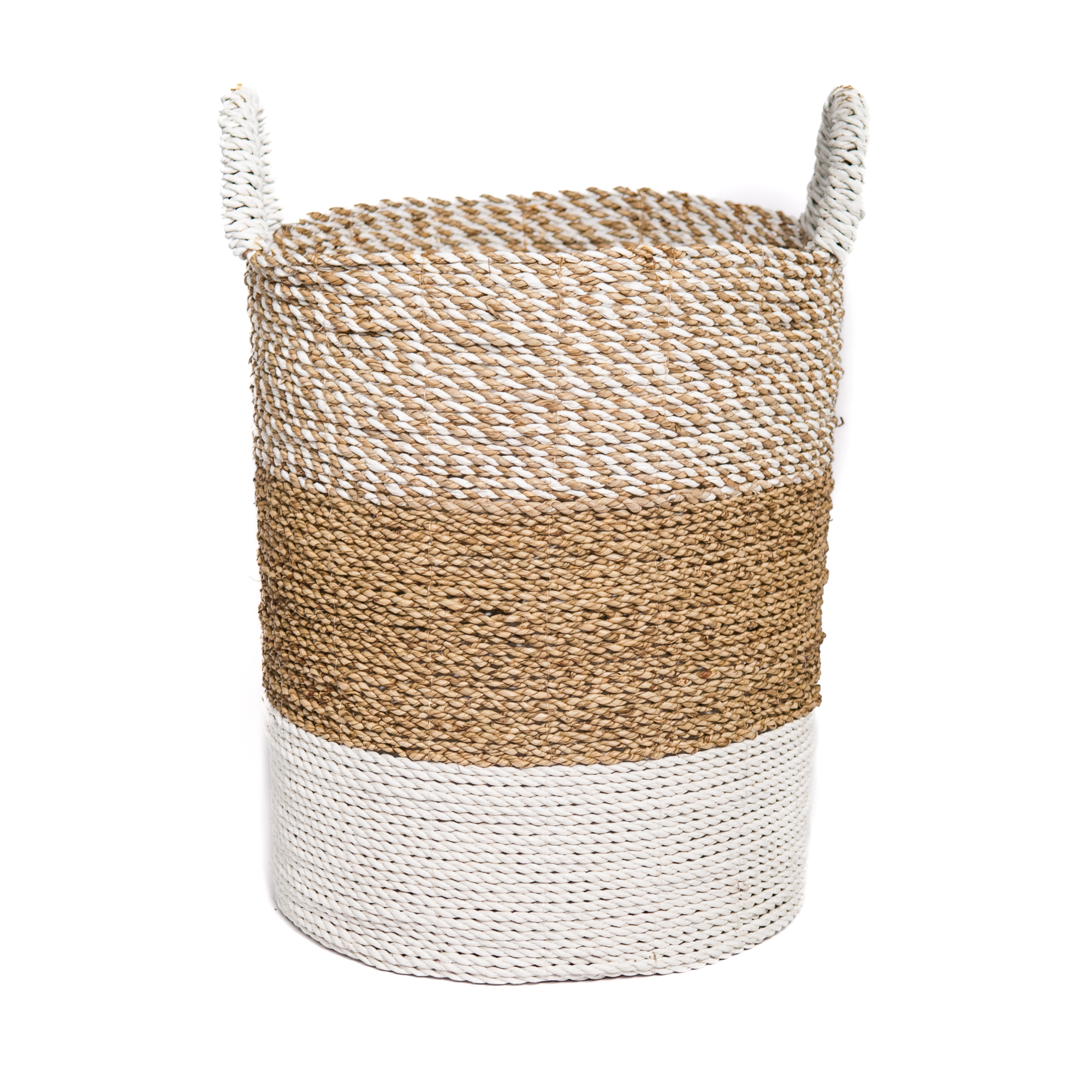 Seagrass gevlochten mand natural-wit/natural/wit S