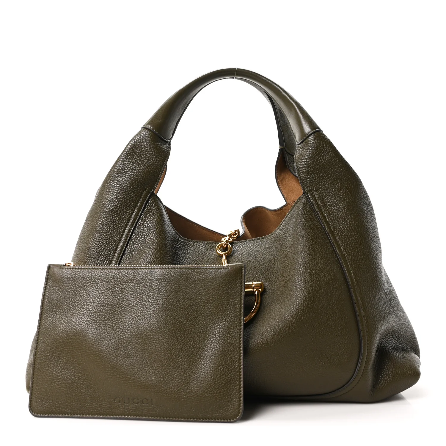 Grained Calfskin Softbit Maxi Shoulder Bag Forest Green - Top Club