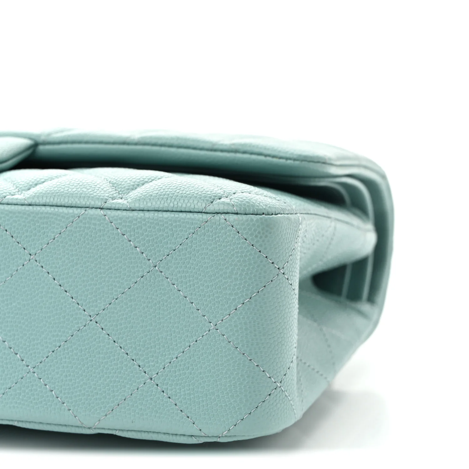 Caviar Quilted Medium Double Flap Light Blue - Top Club