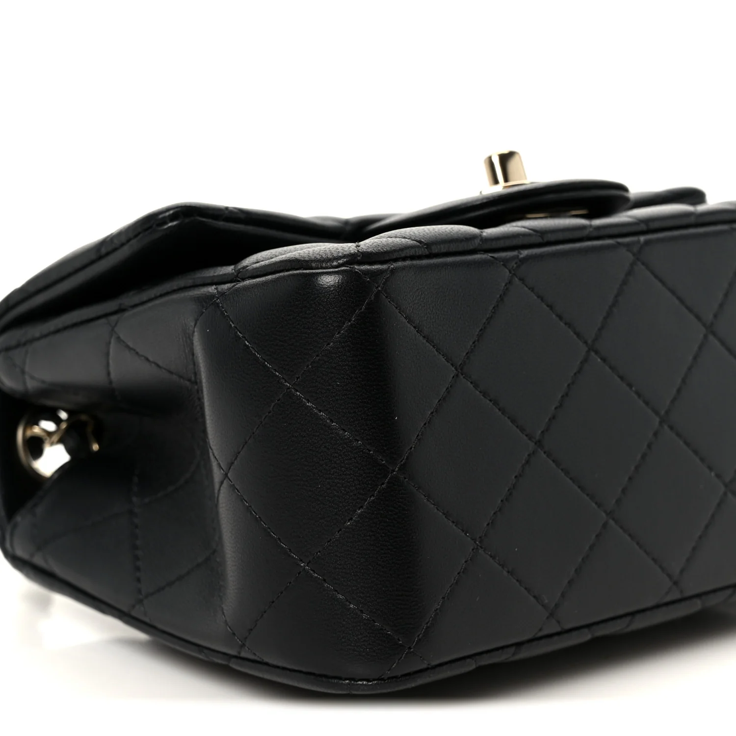 Lambskin Quilted Mini Square Flap Black - Top Club