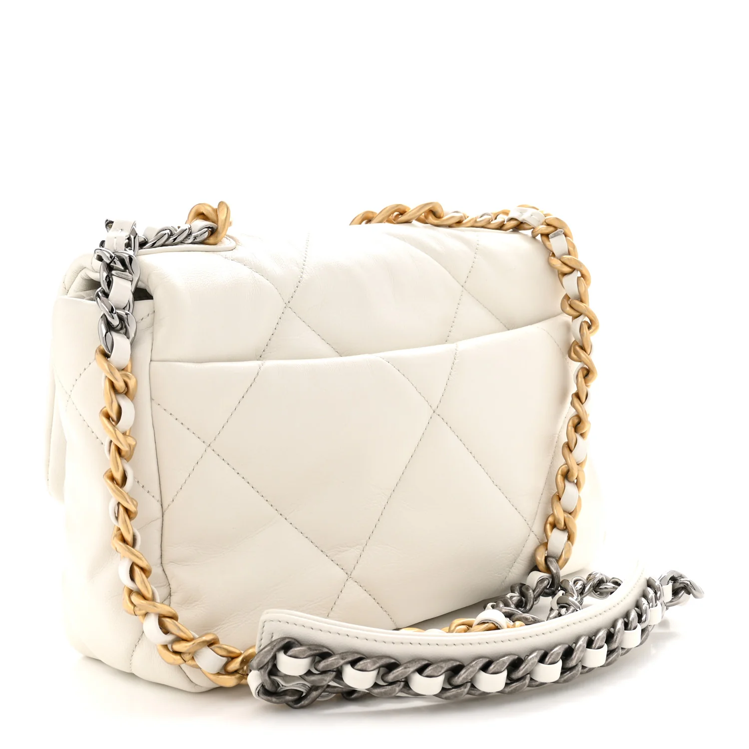 Goatskin Quilted Medium Chanel 19 Flap White - Top Club
