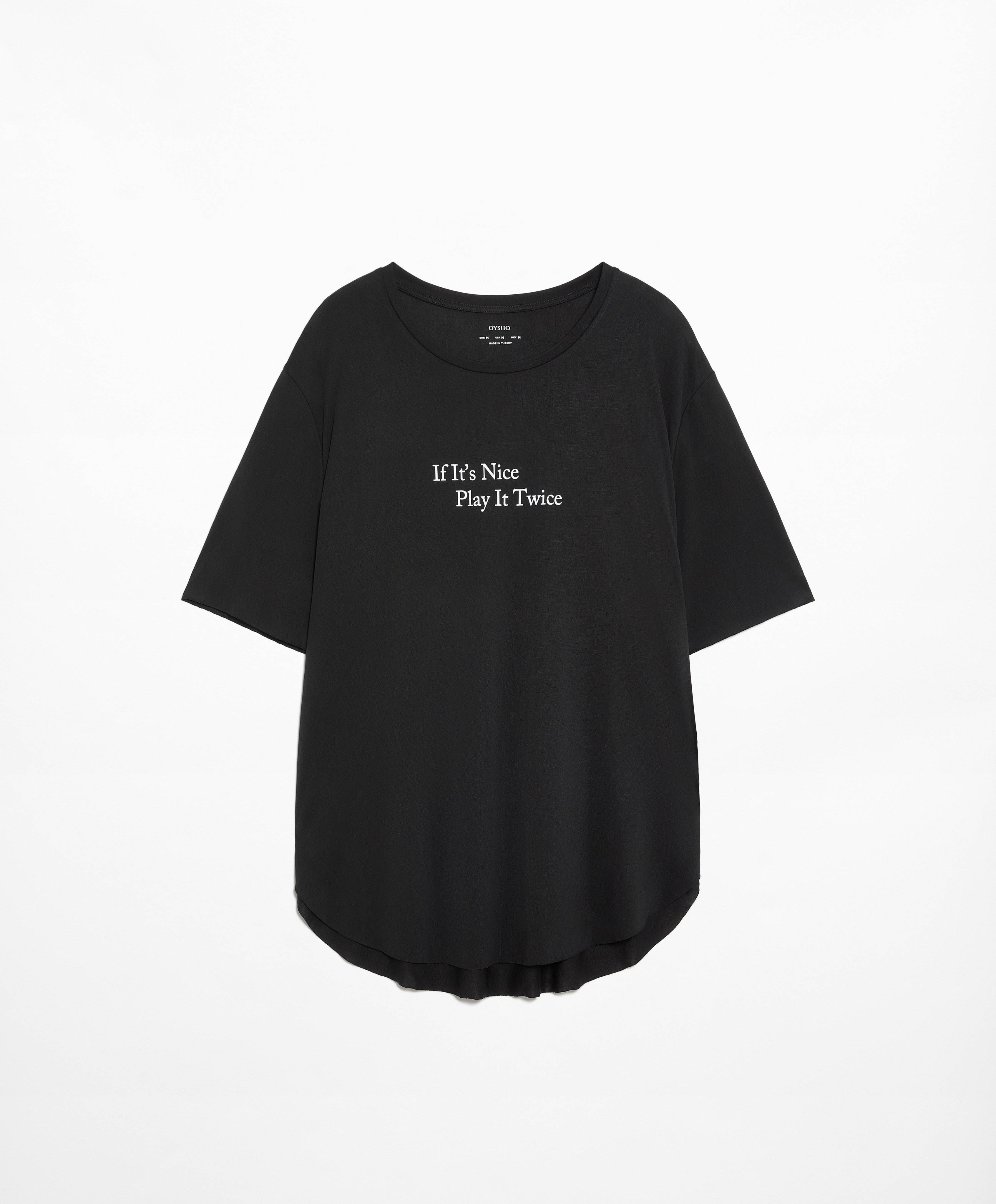 OYSHO Modal blend short-sleeved slogan T-shirt