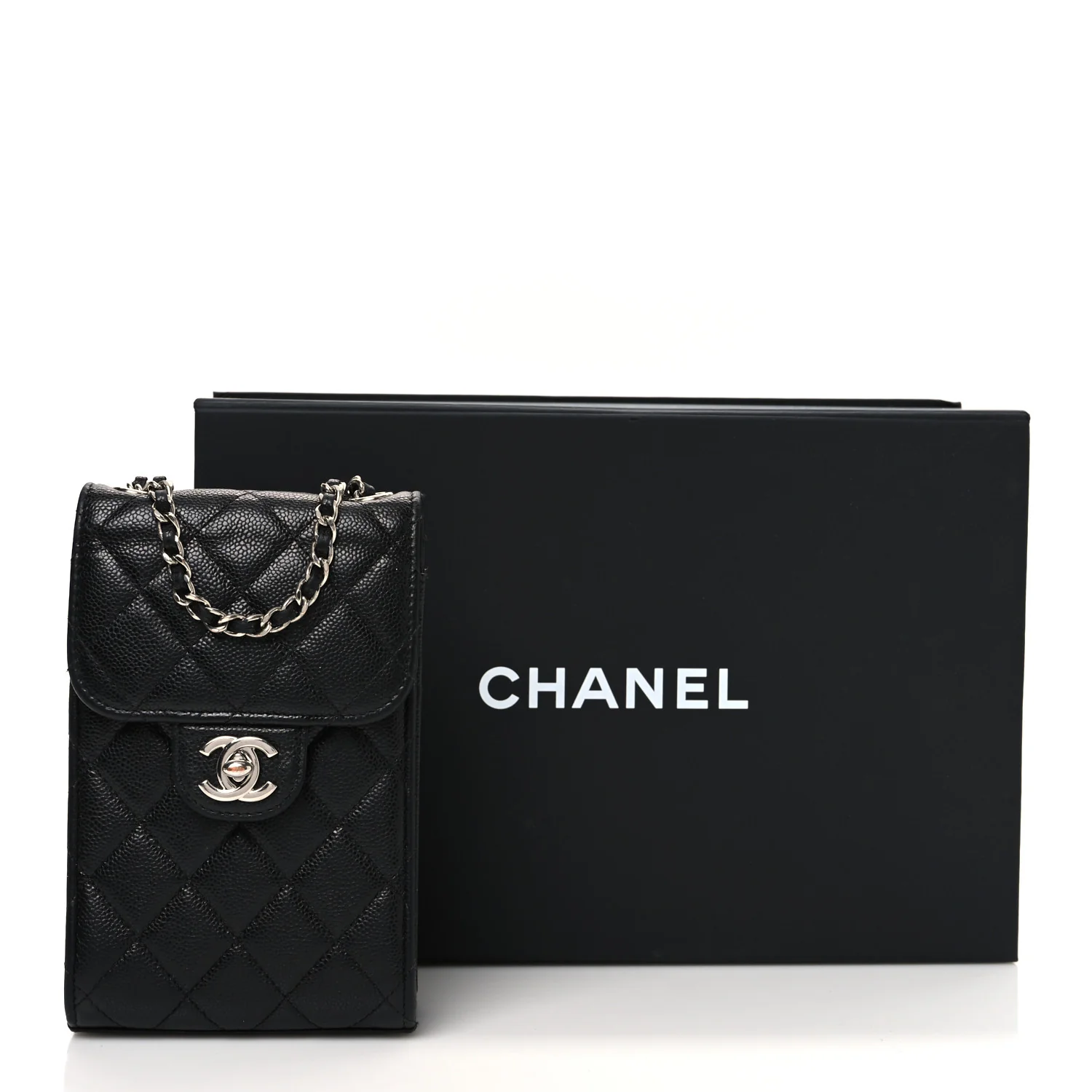 Caviar Quilted Classic Phone Holder Black - Top Club
