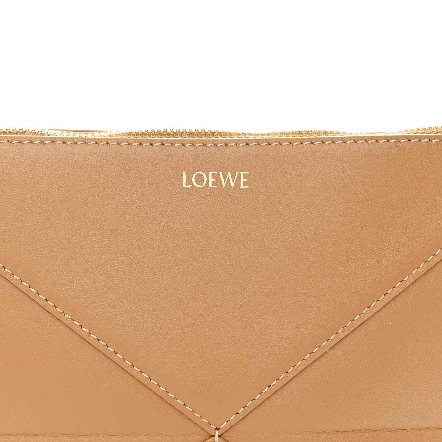 Shiny Calfskin Puzzle Fold Pouch Warm Desert - Top Club