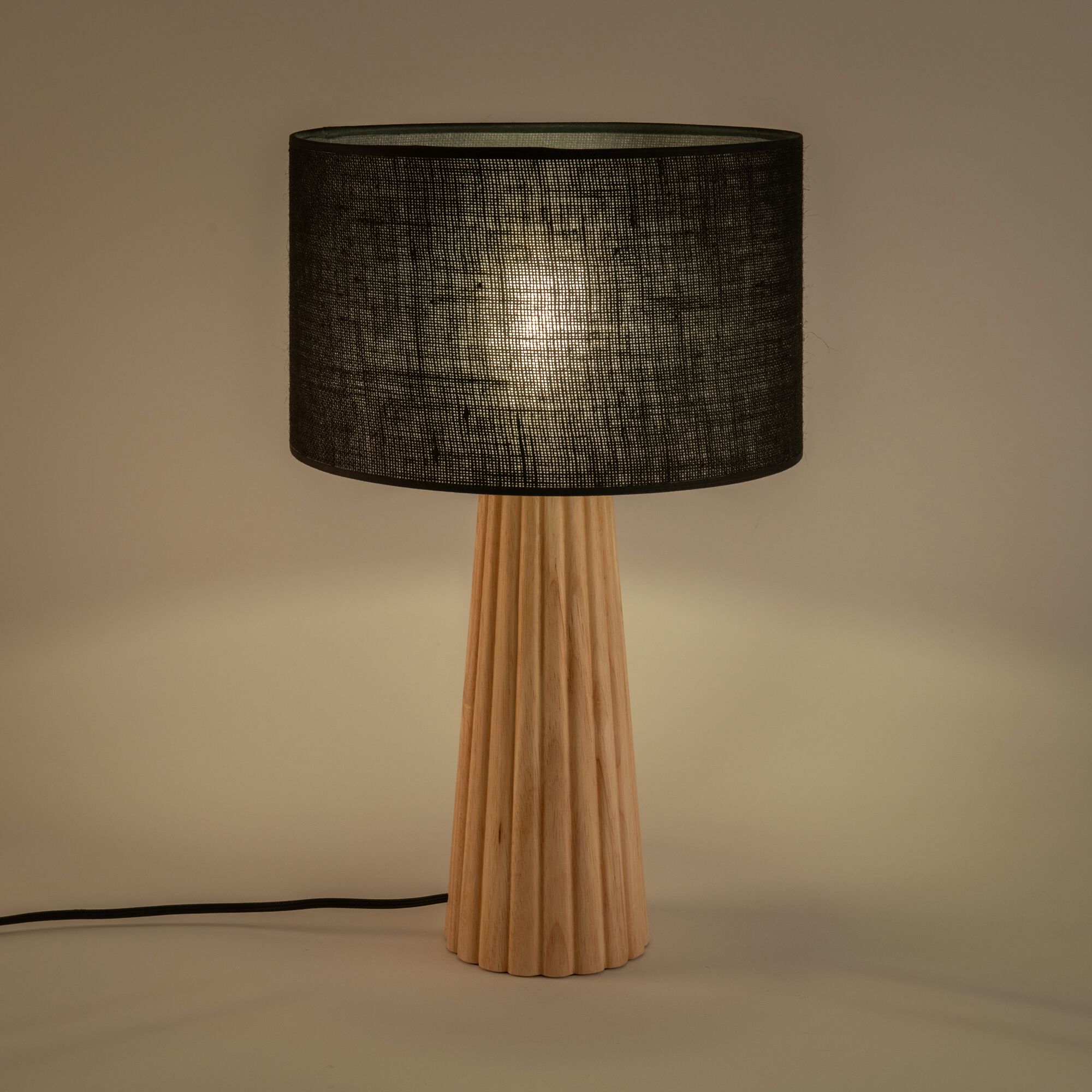 AGATHA - Abat-jour cylindrique en jute D32cm - noir