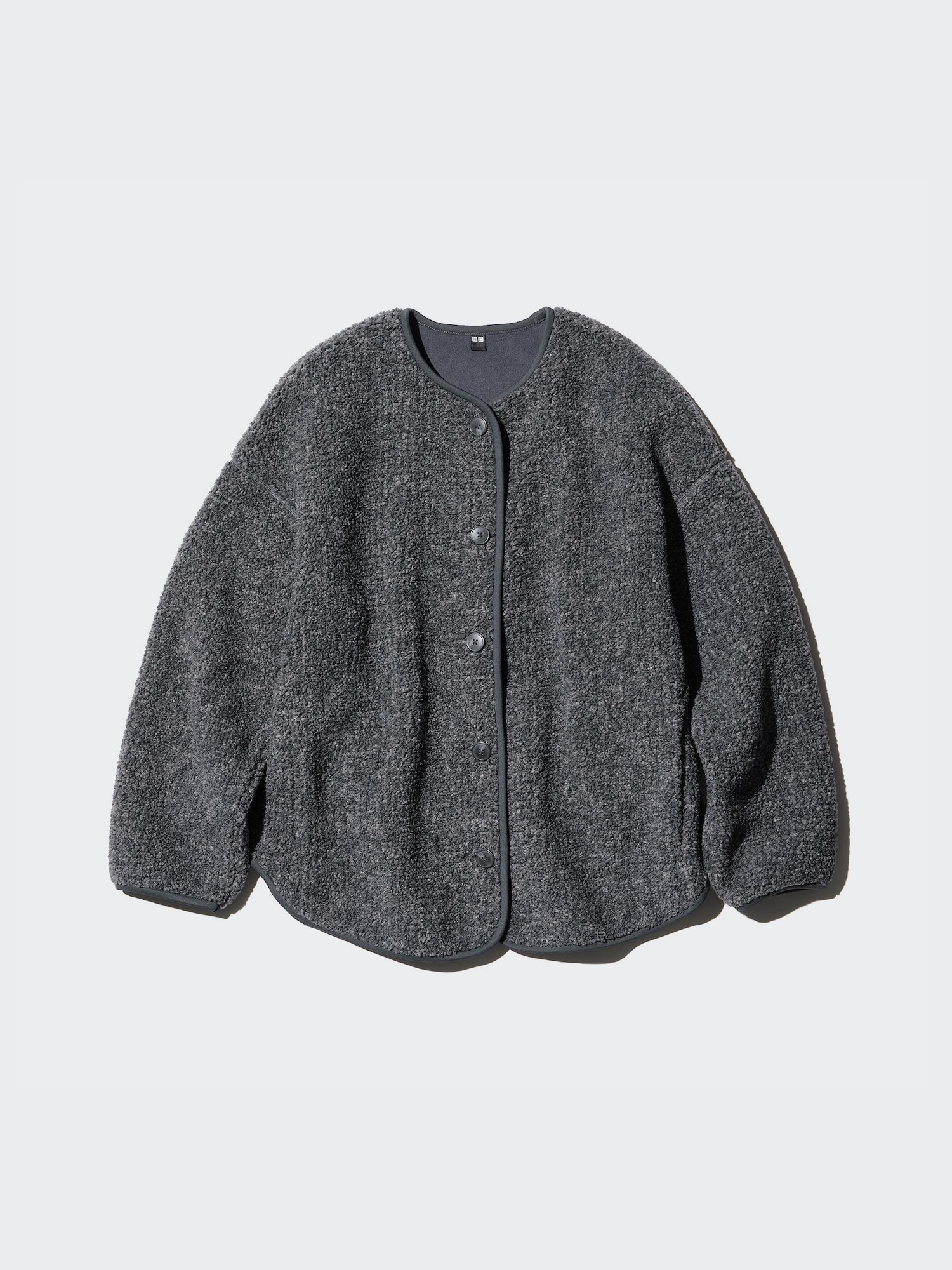Pile Lined Fleece Relaxed Cardigan