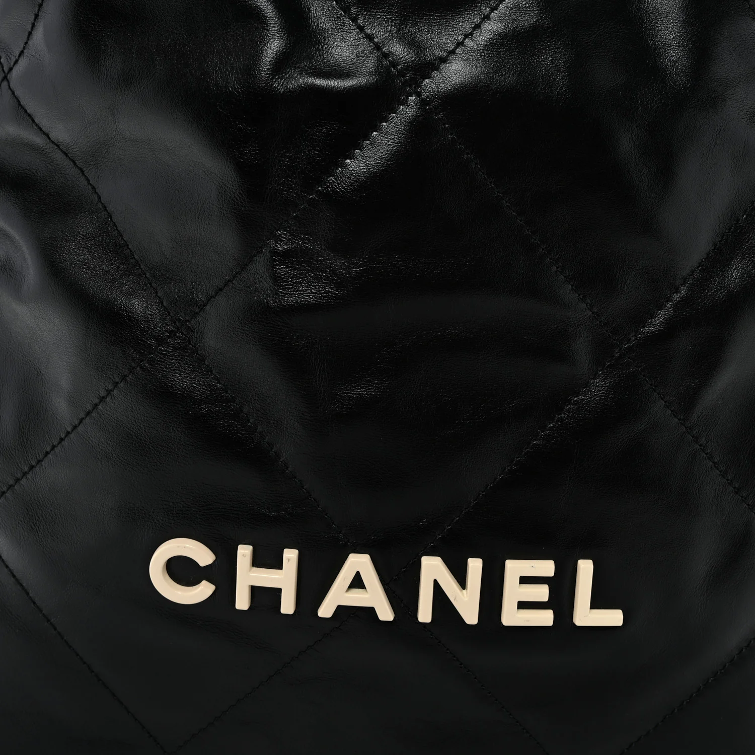 Shiny Calfskin Quilted Large Chanel 22 Black - Top Club