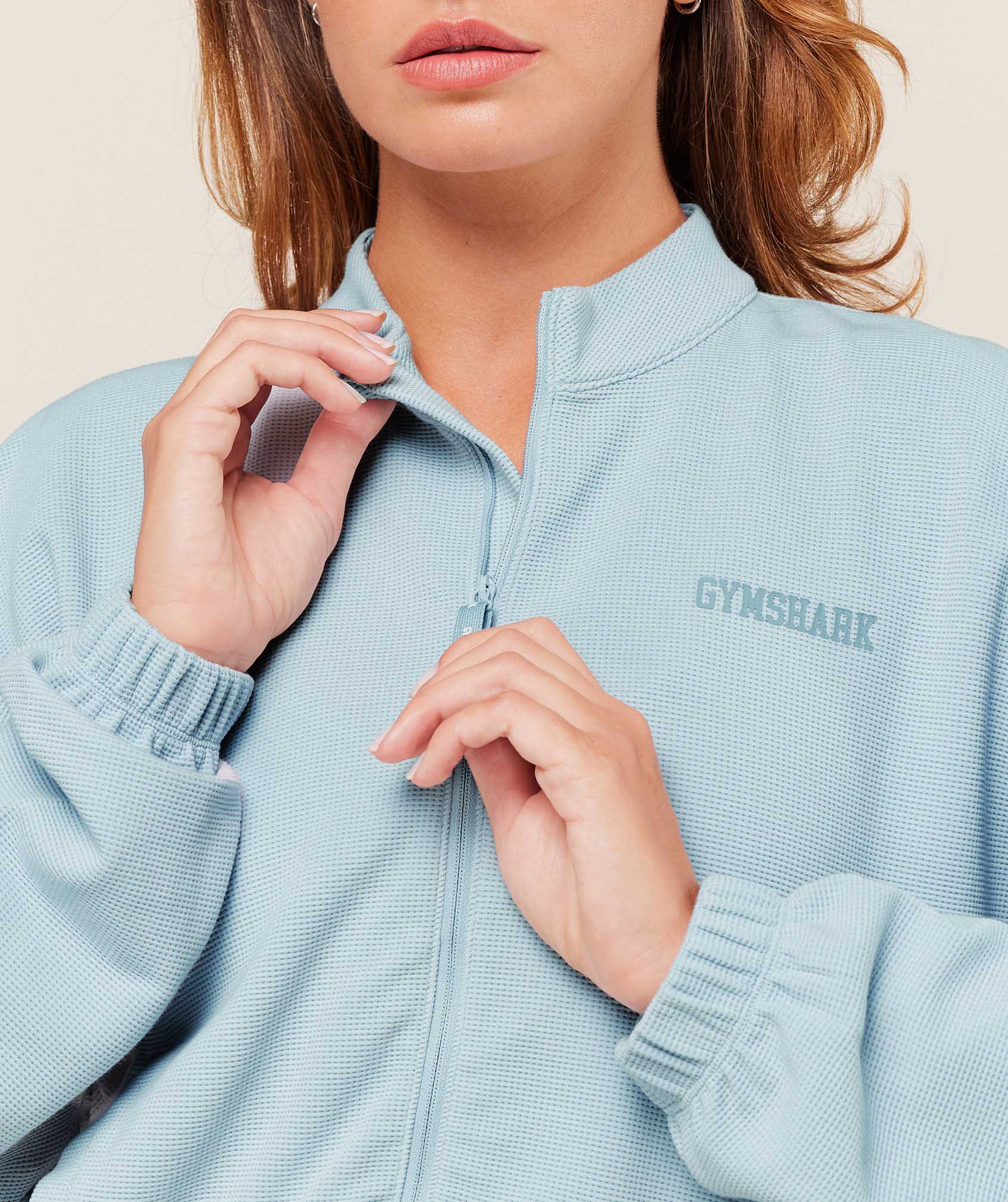 COACH Waffle Midi Zip Up Jacket