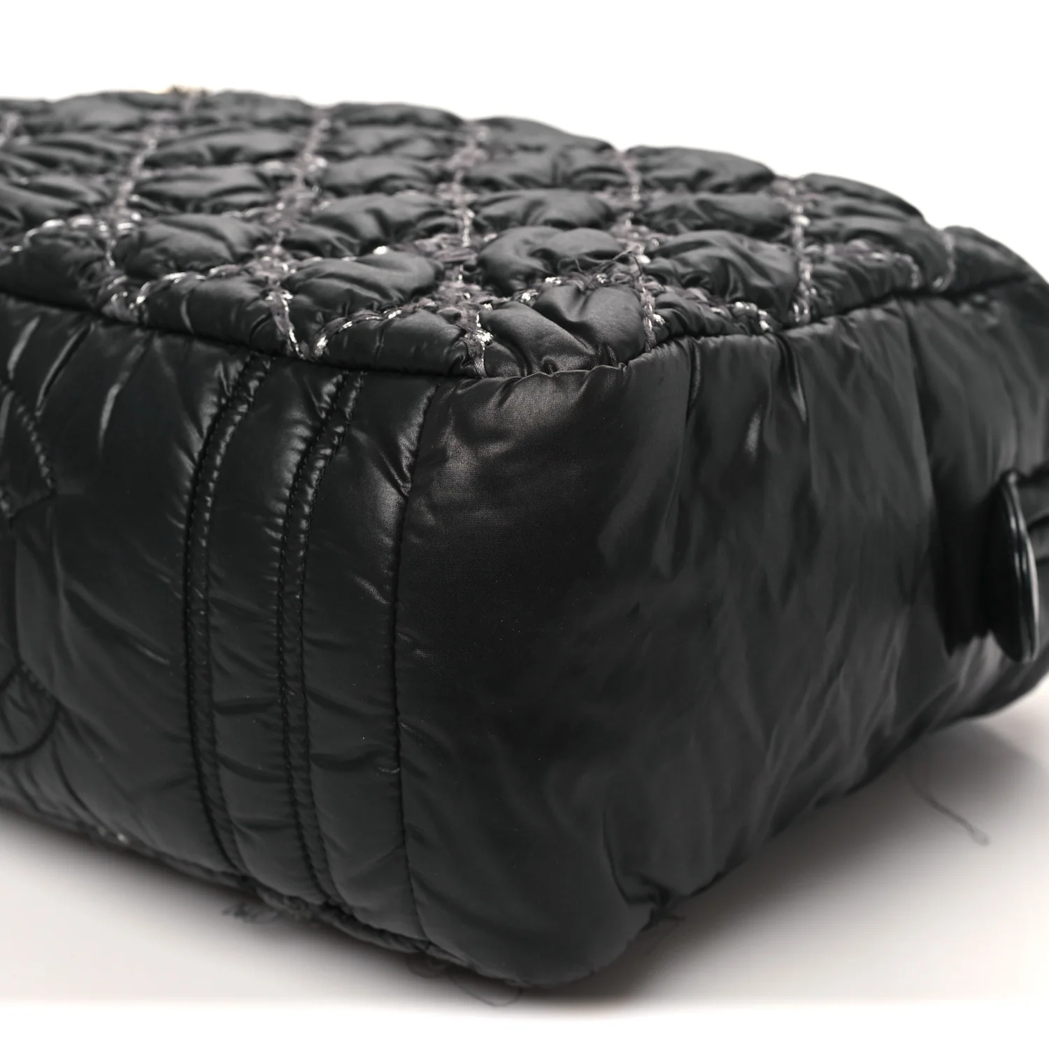 Nylon Quilted Tweed Stitch Bubble Camera Case Black - Top Club
