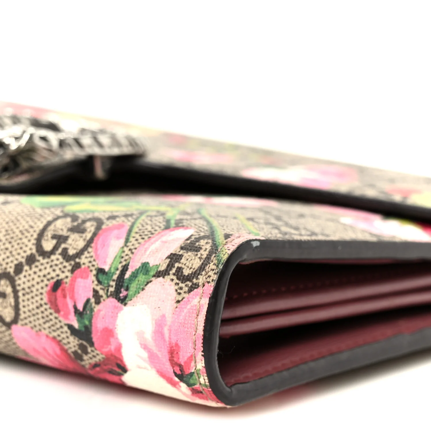 GG Supreme Monogram Blooms Mini Dionysus Chain Wallet Beige Multicolor Dry Rose - Top Club