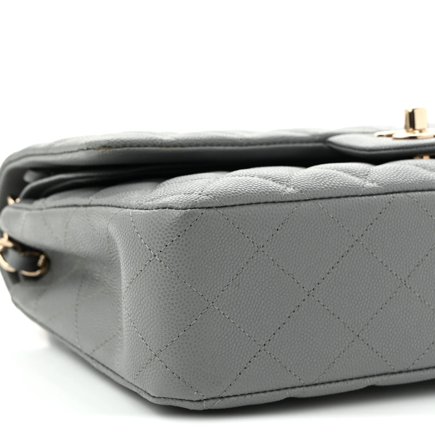 Caviar Quilted Medium Double Flap Grey - Top Club