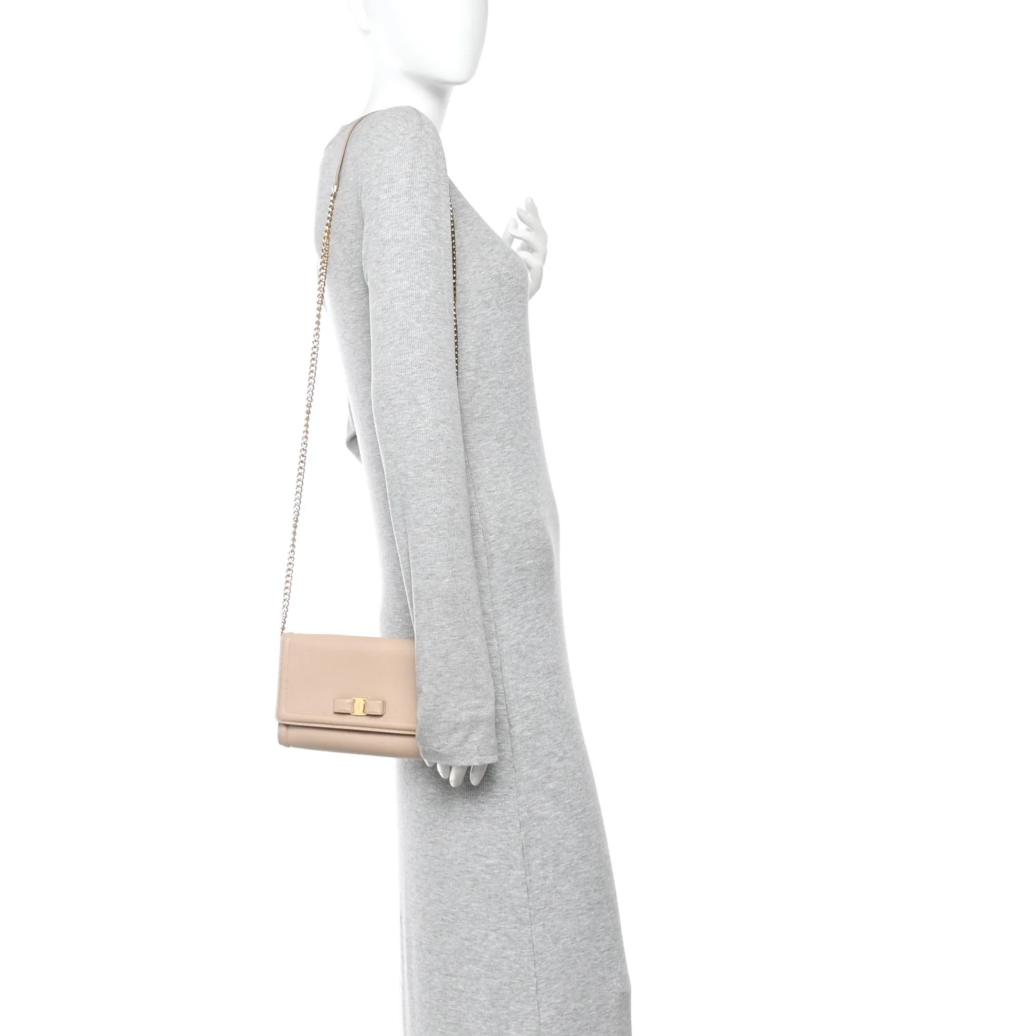 Printed Calfskin Ginny Shoulder Bag Beige
