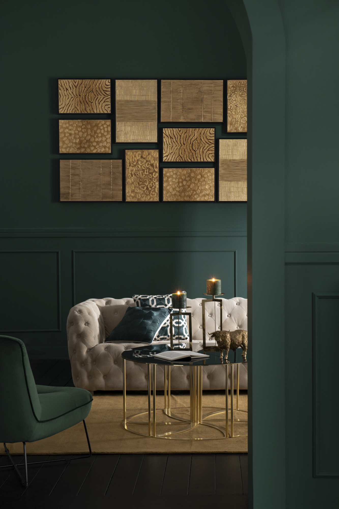 Bijzettafel Tornado zwart/goud - set van 6